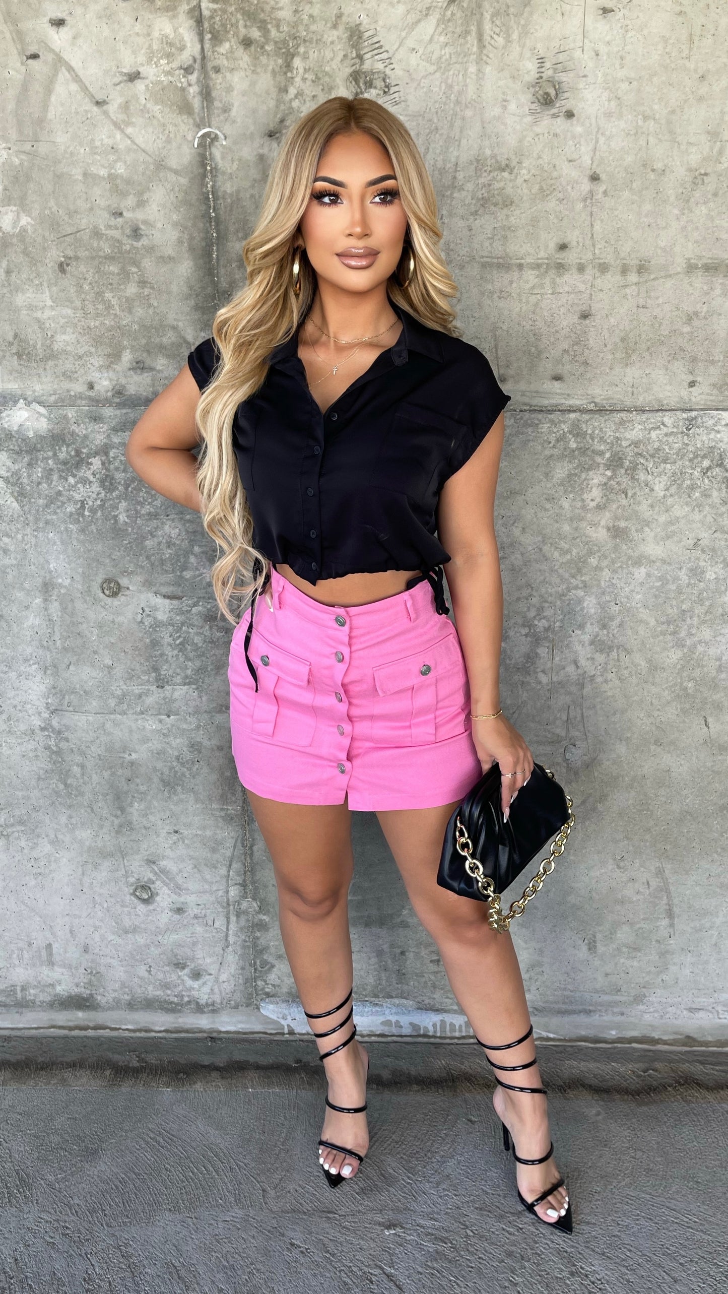 Won’t Forget Me Cargo Skirt (Pink)