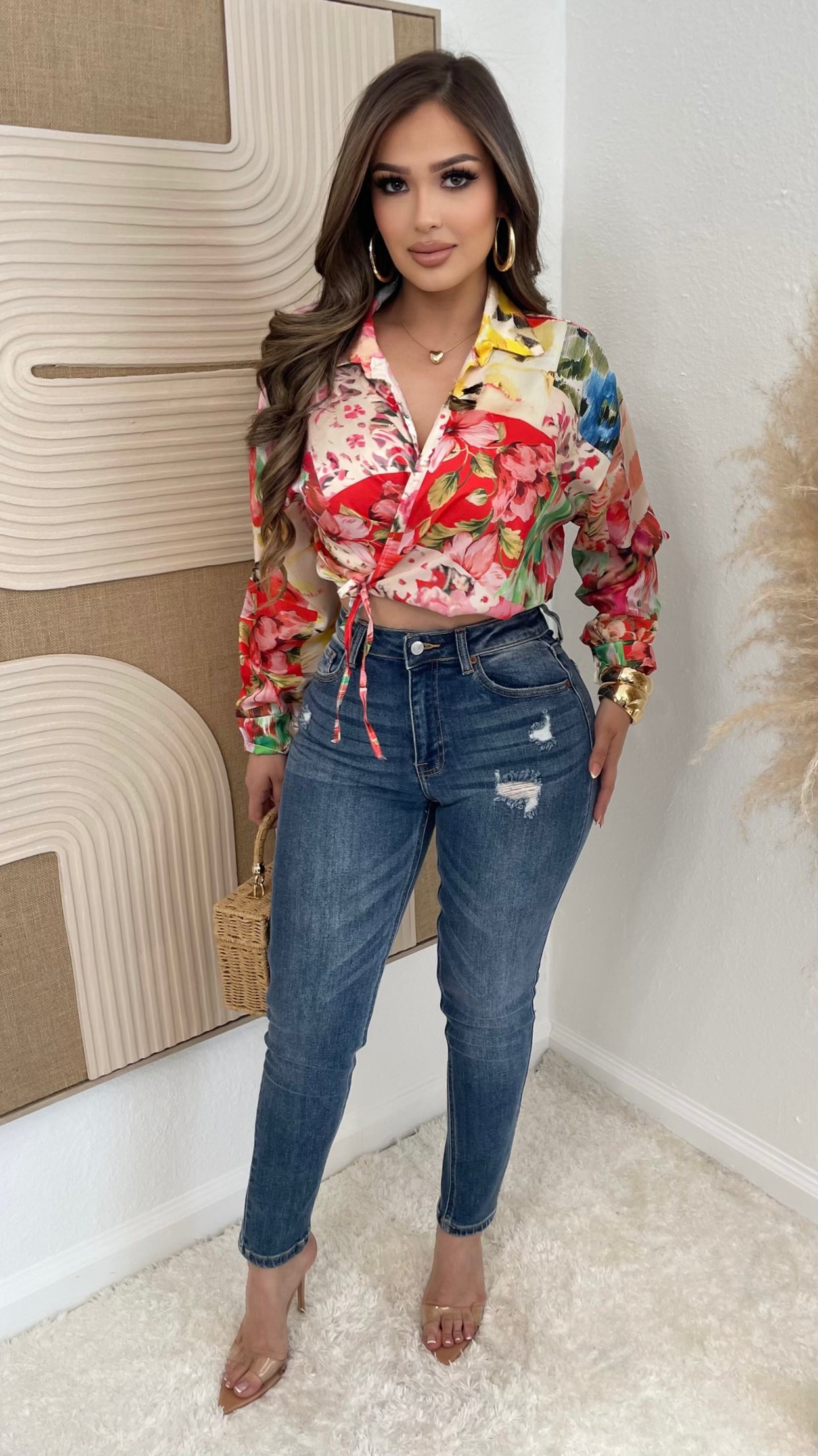Garden Bloom Tie Front Top