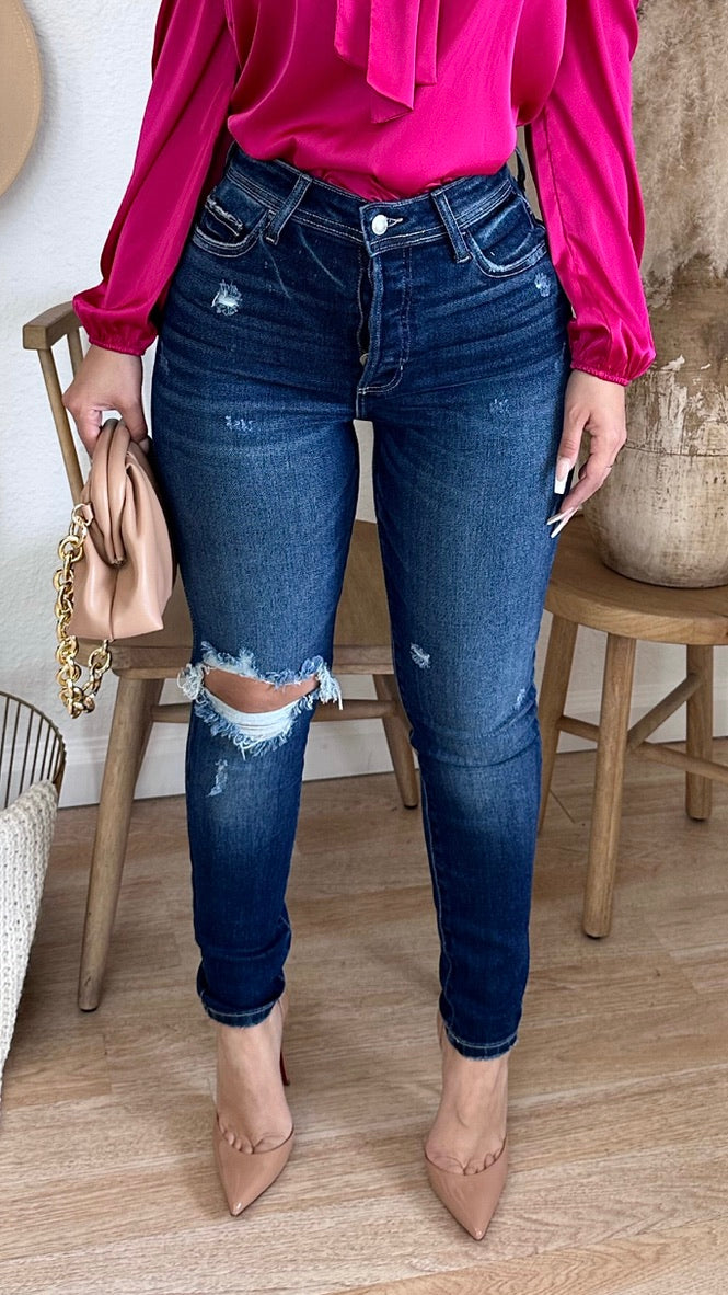 On The List Deluxe High Waist Jeans (Dark Wash)