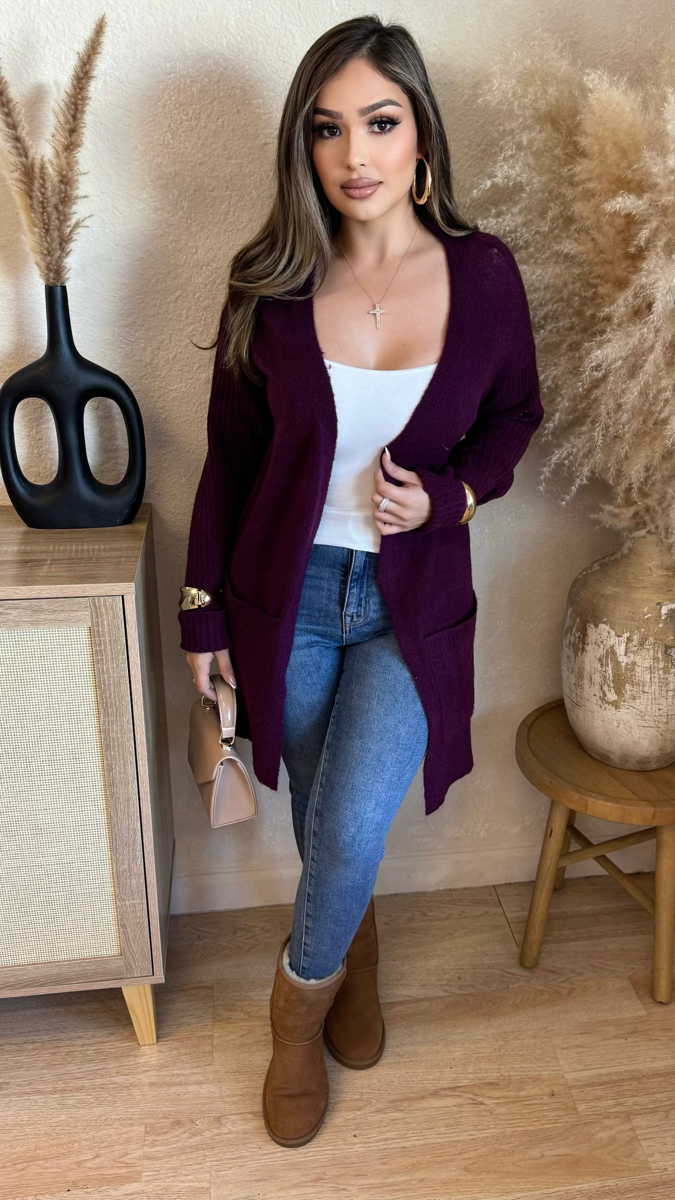 Comfort Zone Cardigan (Burgundy)