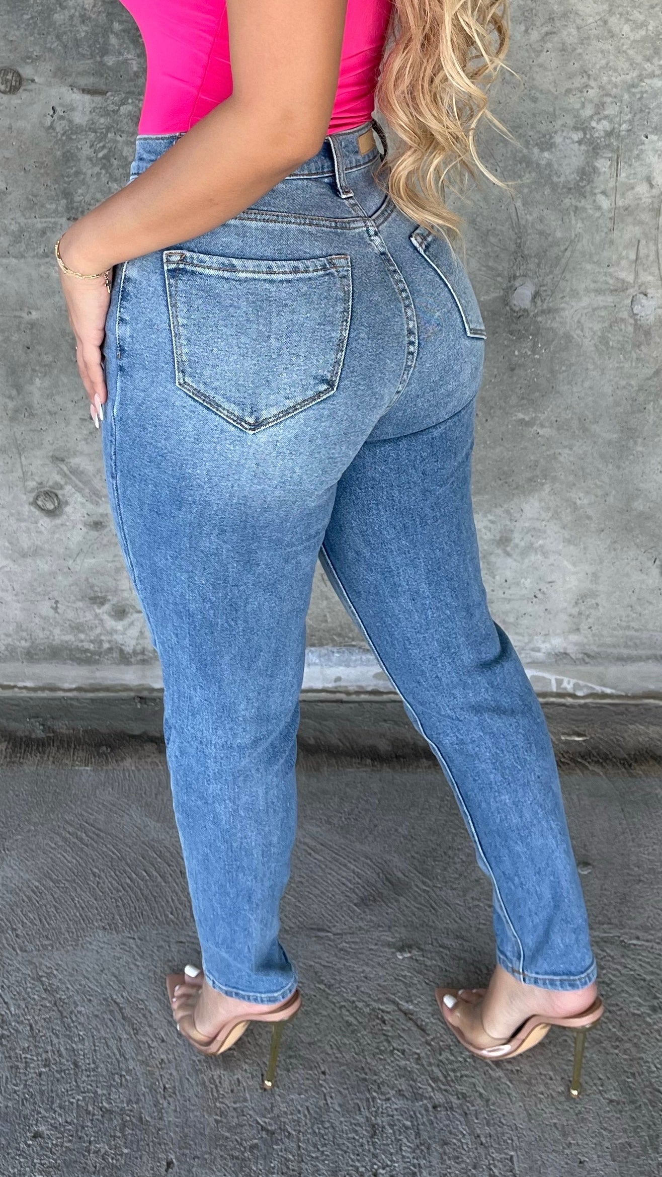 Like Magic High Rise Mom Jeans (Medium Wash)