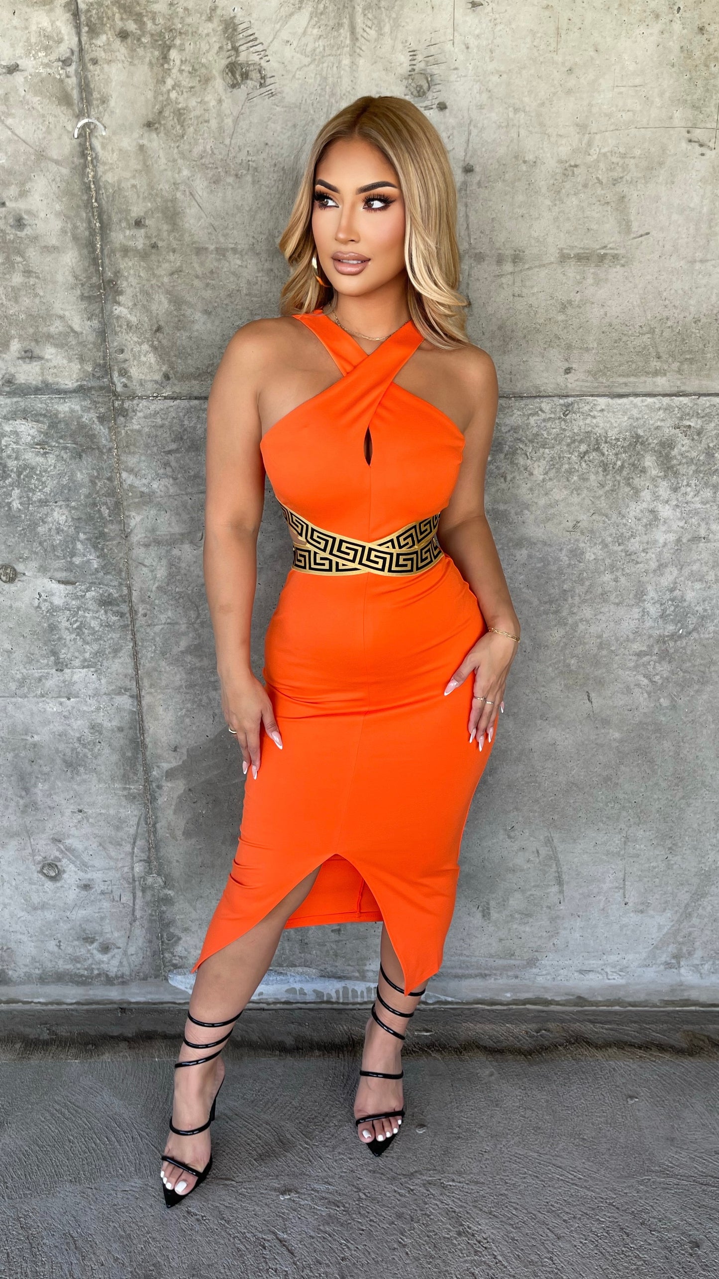 Danae Midi Dress (Orange)