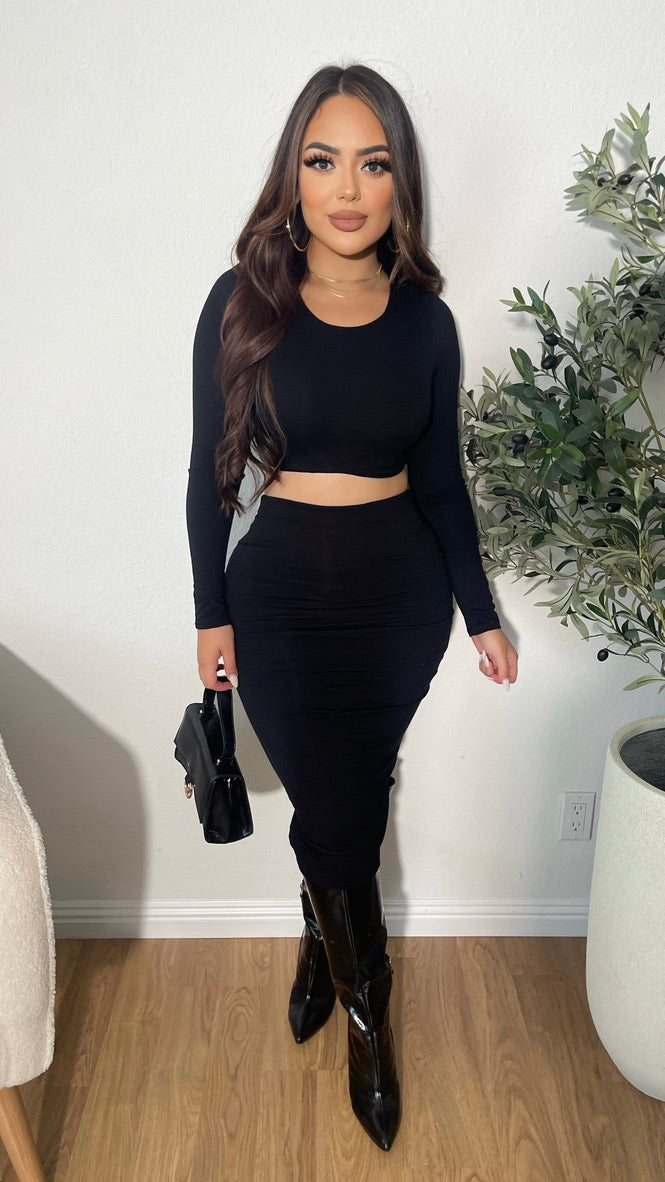 Embrace The Moments 2PC Skirt Set (Black)