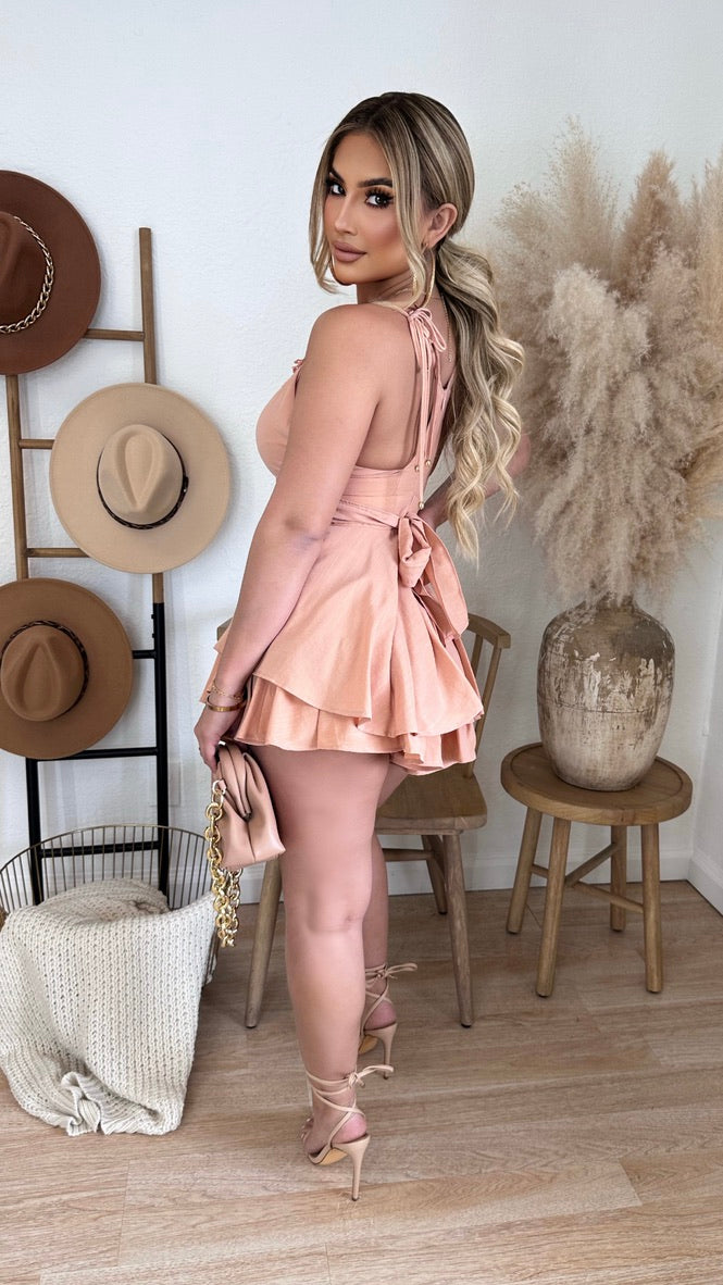 Alezia Short Romper (Dusty Peach)