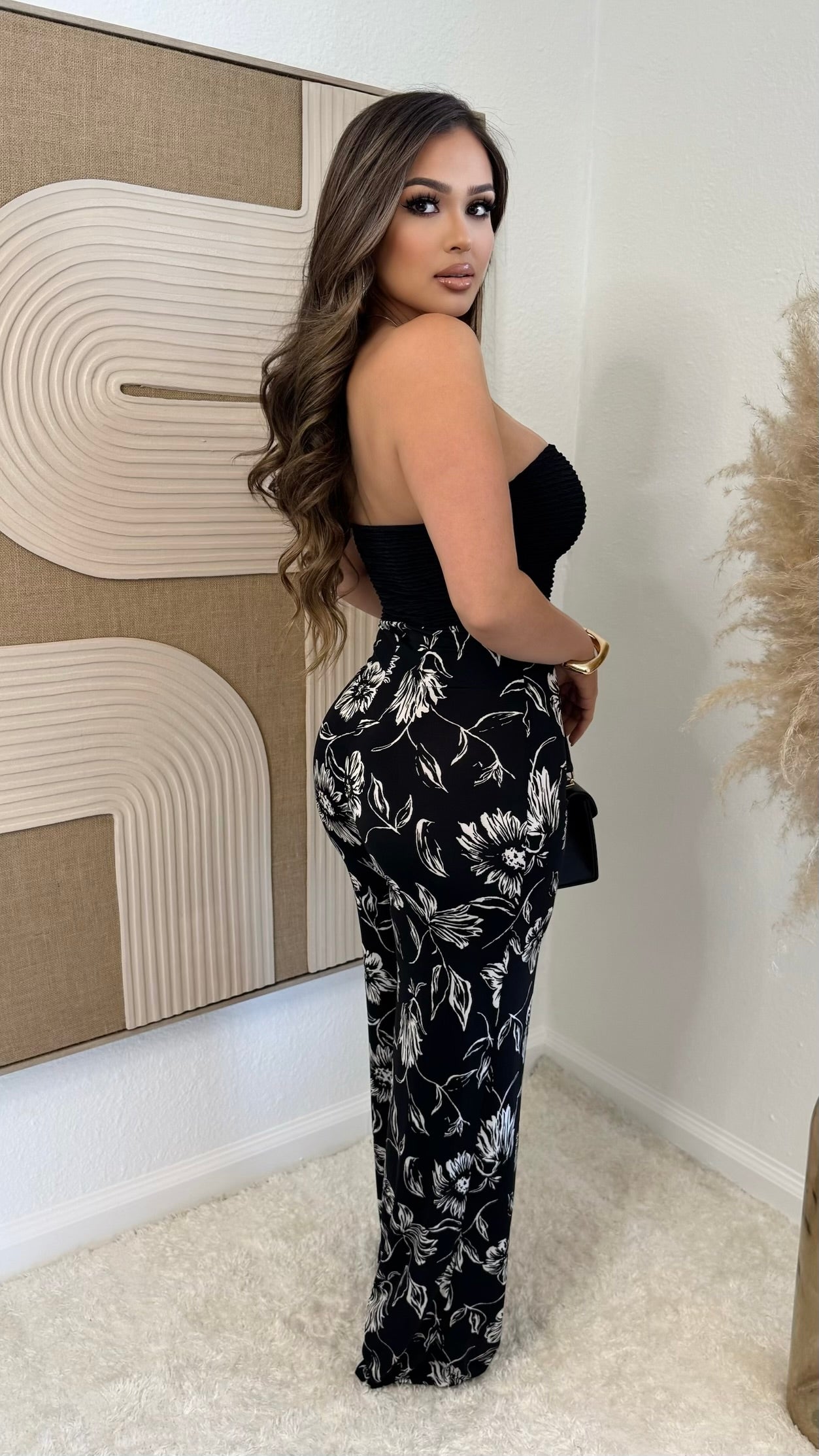 Floral Elegance Strapless Jumper