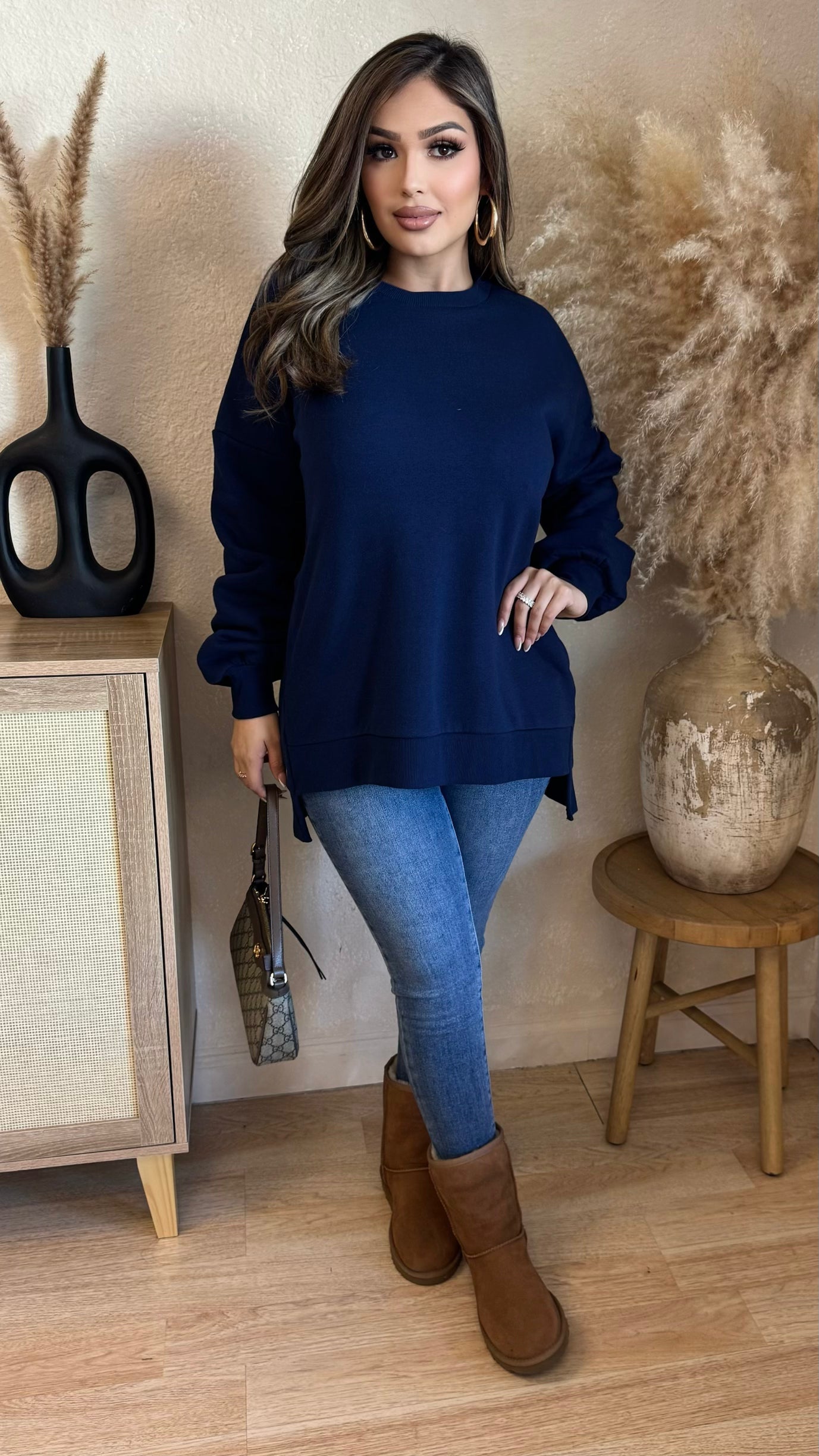 Out All Day Oversize Sweater (Navy)
