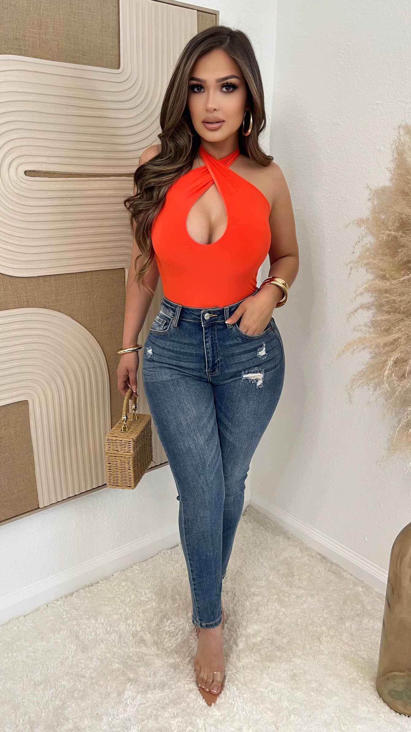 Heatwave Halter Bodysuit (Orange)