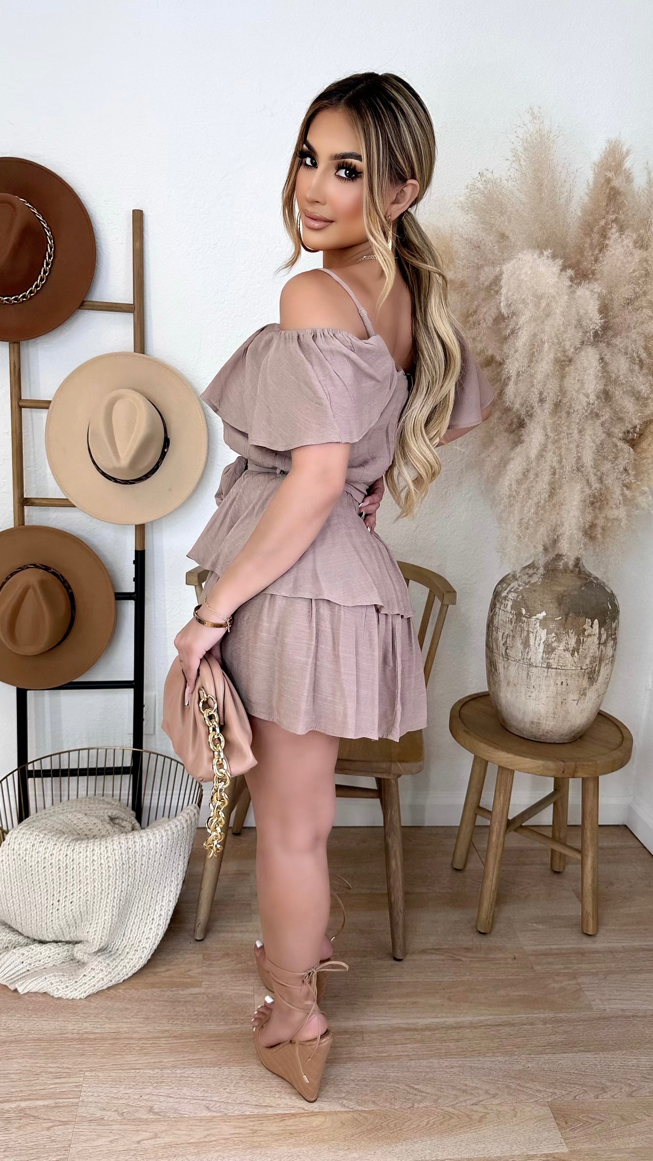 Spring Fever Midi Dress (Taupe)