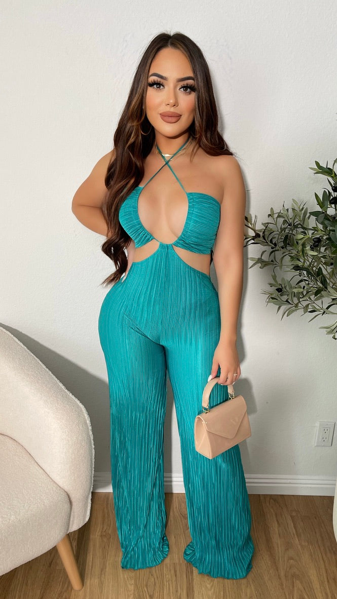 Feeling Fabulous Jumpsuit (Turquoise )