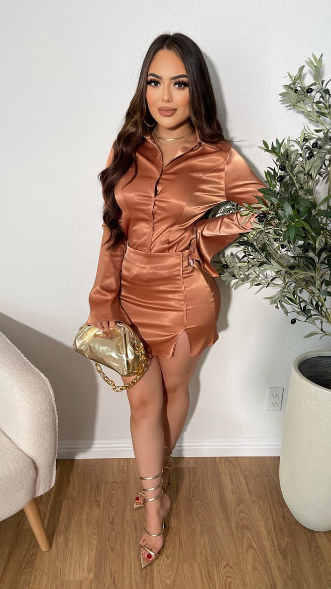 Azalea 2PC Skirt Set (Dusty Camel)