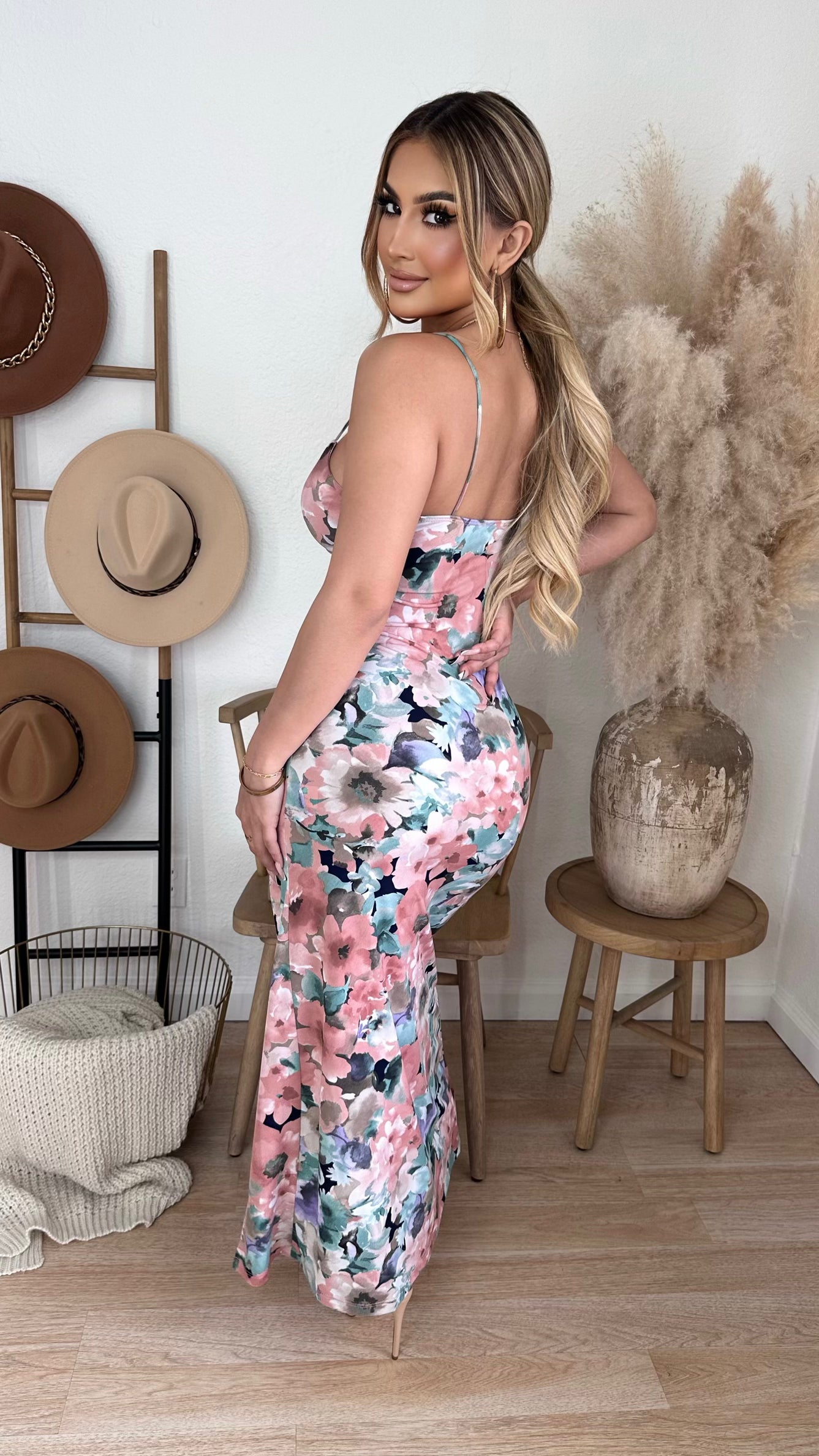 Found My Inspiration Floral Maxi Dress (Mauve/Purple/Teal)
