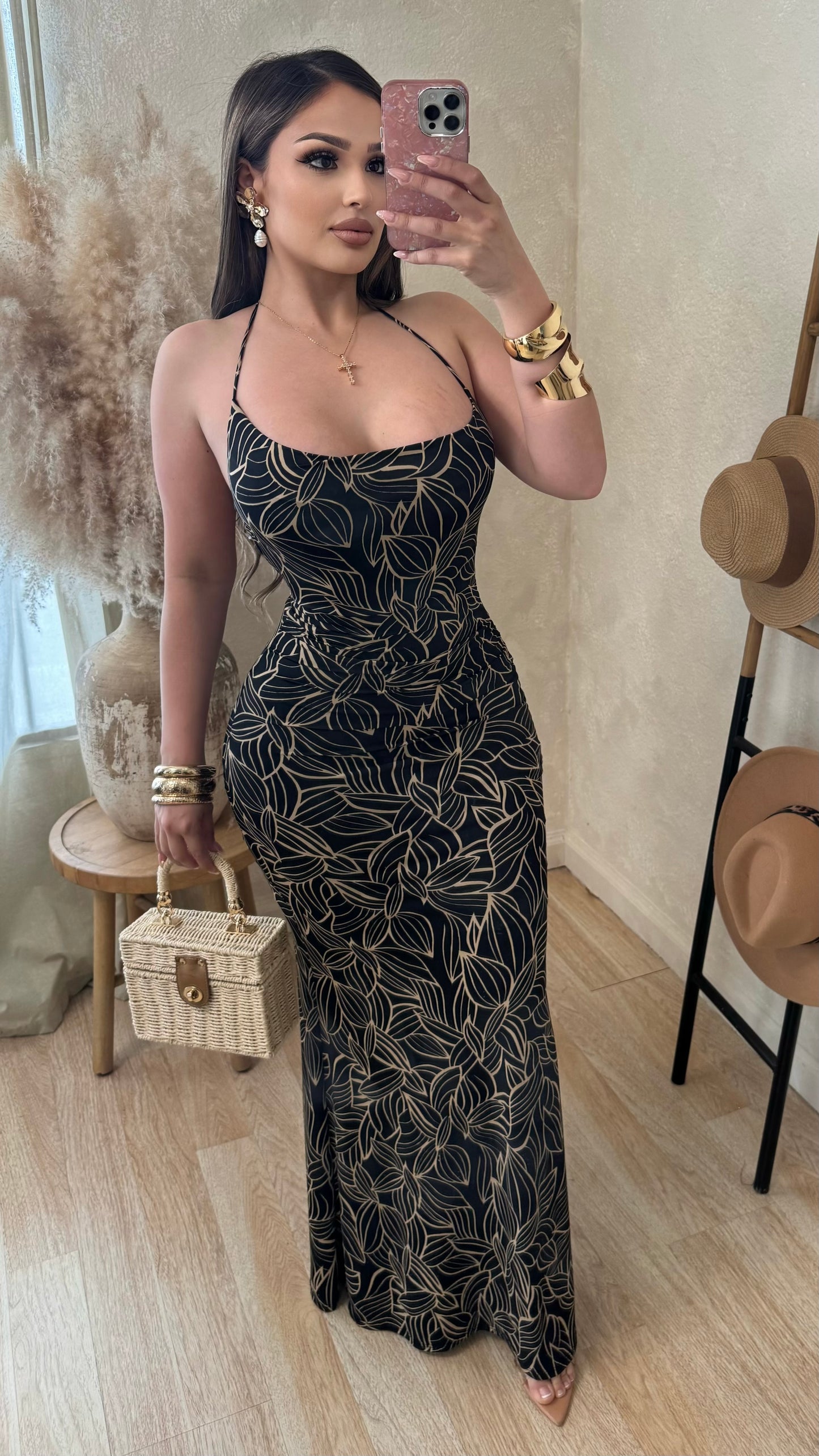 Kiah Maxi Dress (Black/ Nude)