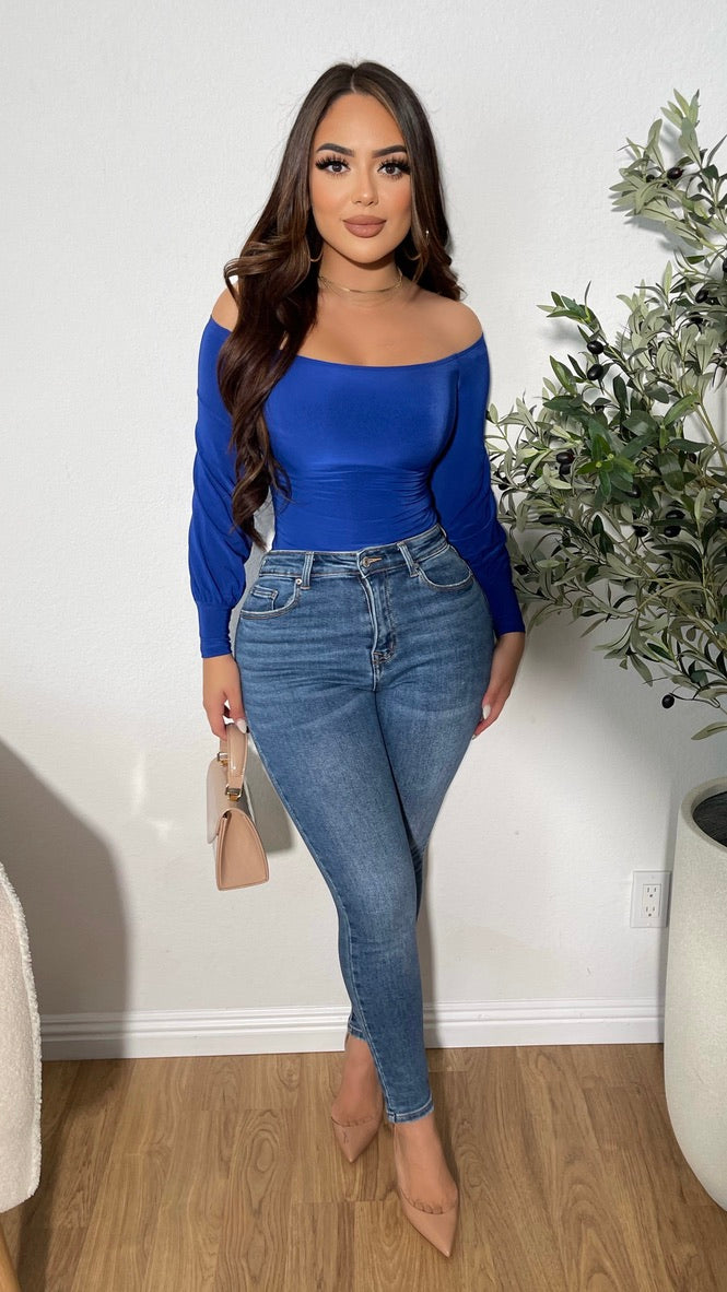 It Takes 2 Off The Shoulder Bodysuit (Royal Blue)