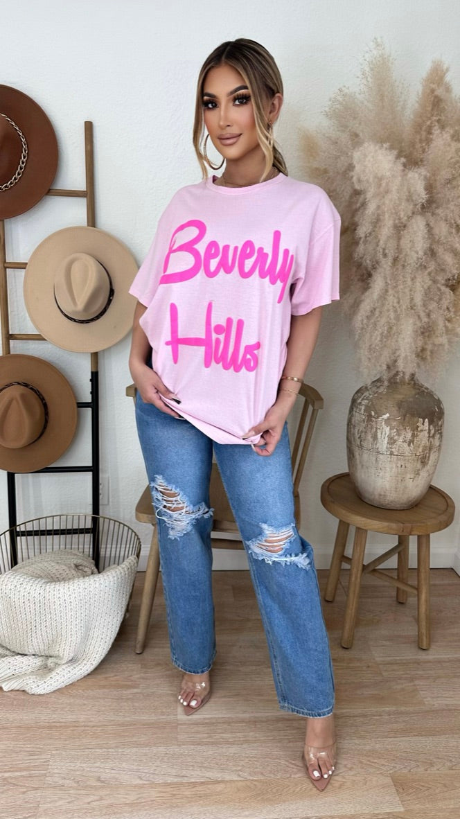 Beverly Hills Oversize T-Shirt (Pink)