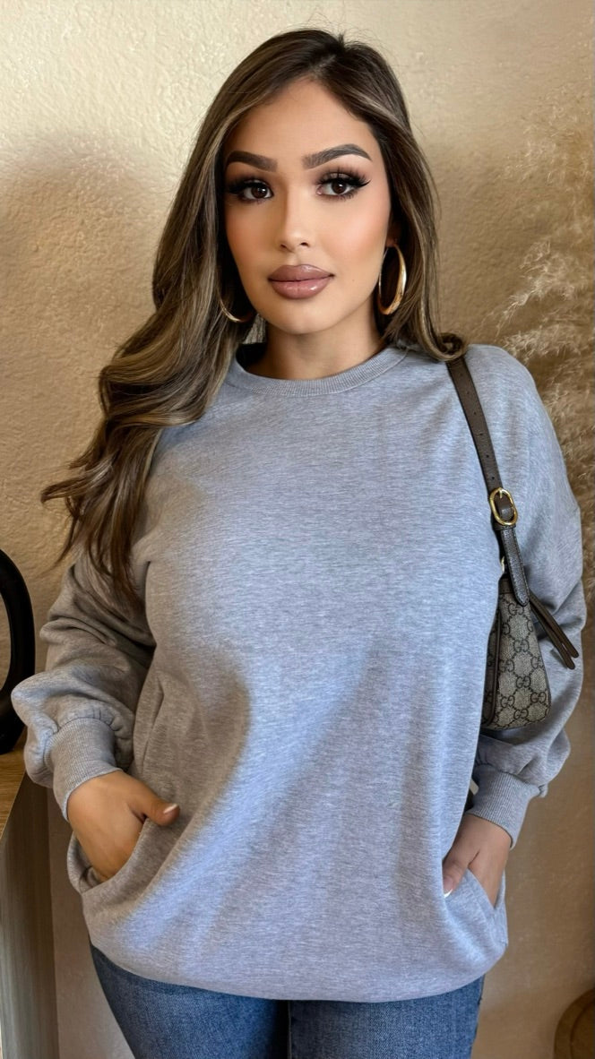 Came To Chill Oversize Sweater Dress (Heather Grey)