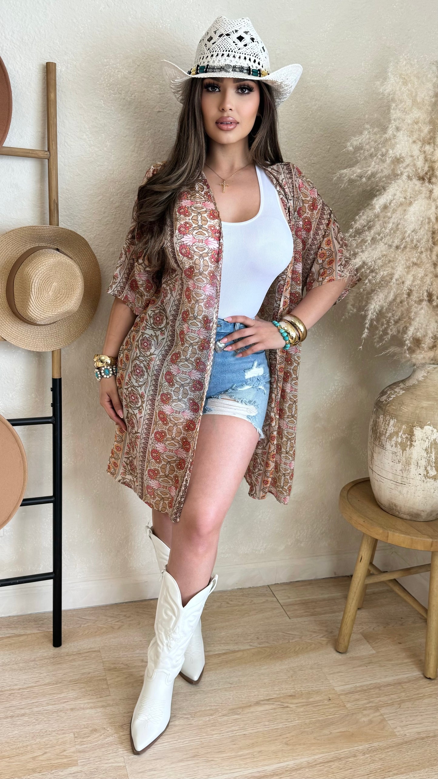 Throw Over Boho Cardigan (Cream)