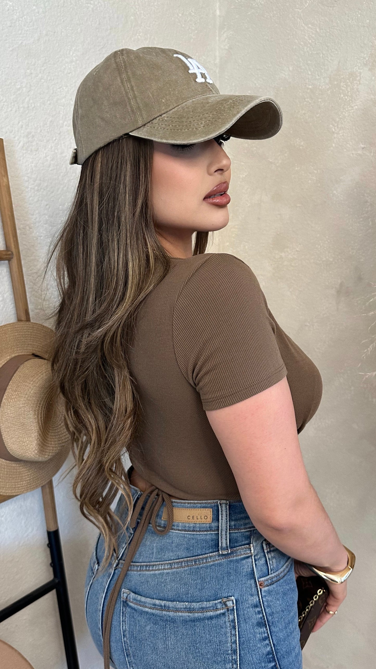 Flirty Wrap Crop Top (Brown)