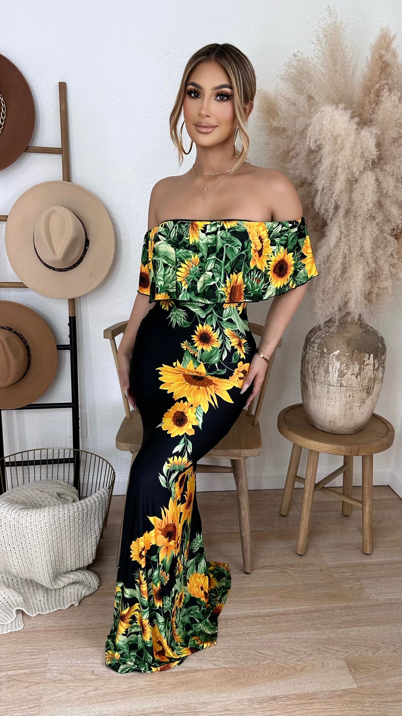 Sunflower Off The Shoulder Maxi Dress