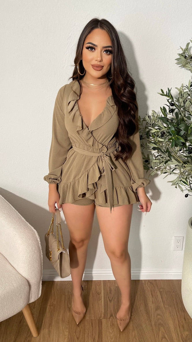 Not That Into You Short Romper (Taupe)