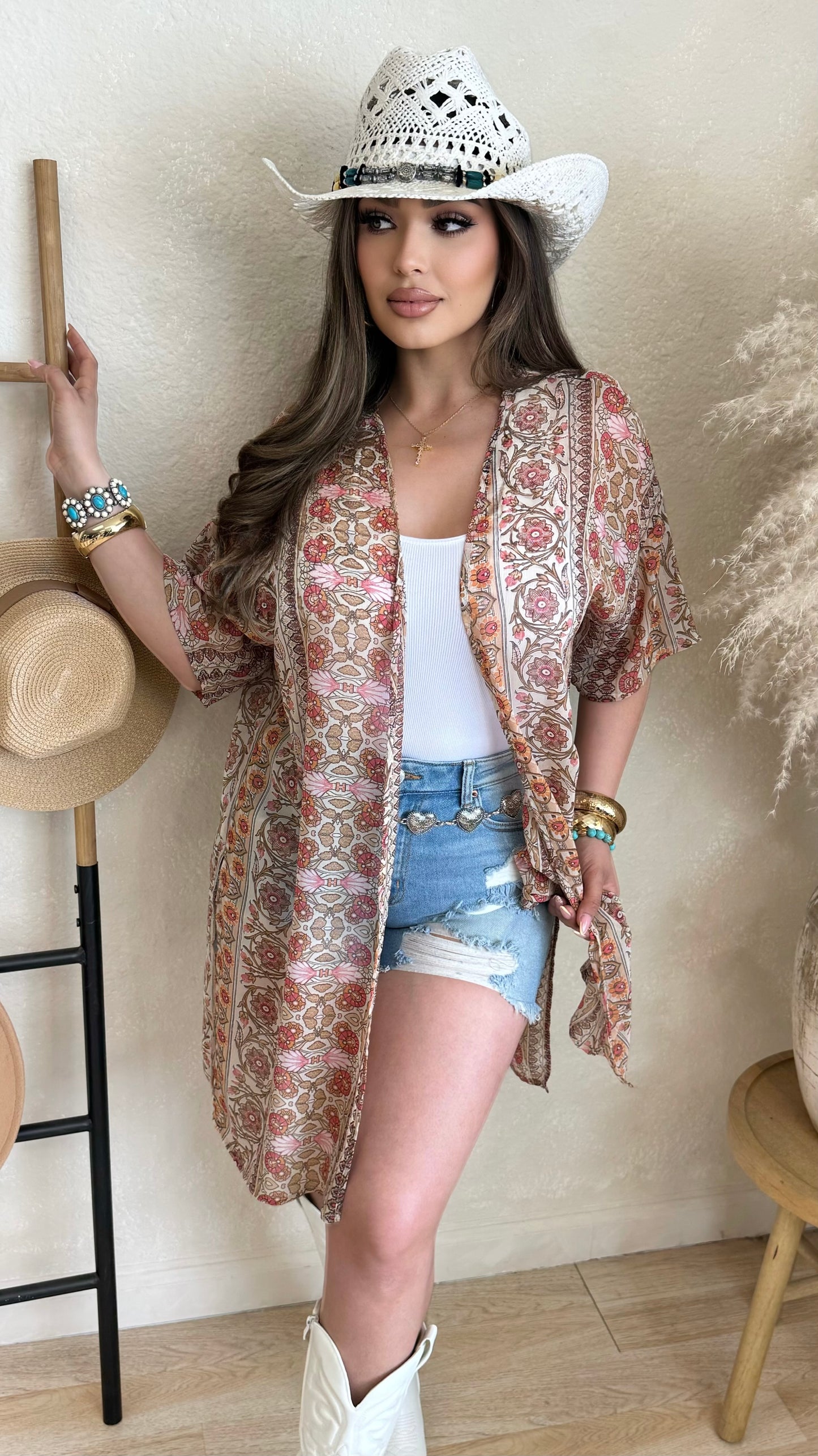 Throw Over Boho Cardigan (Cream)