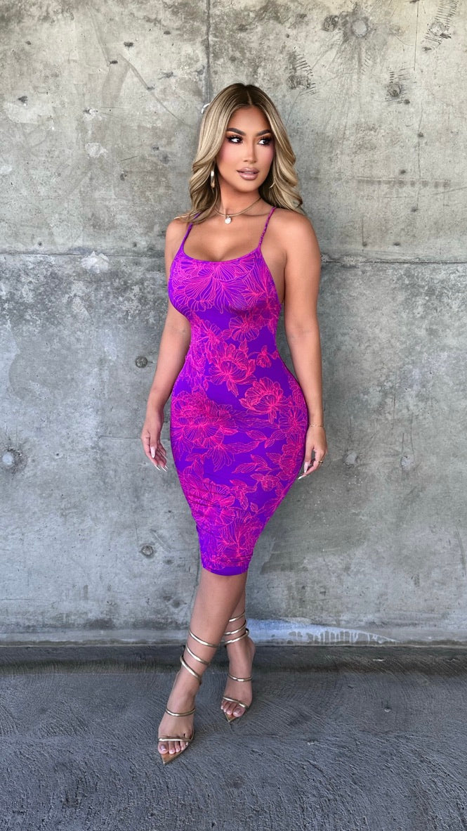 A Day To Remember Midi Dress (Purple/ Pink)