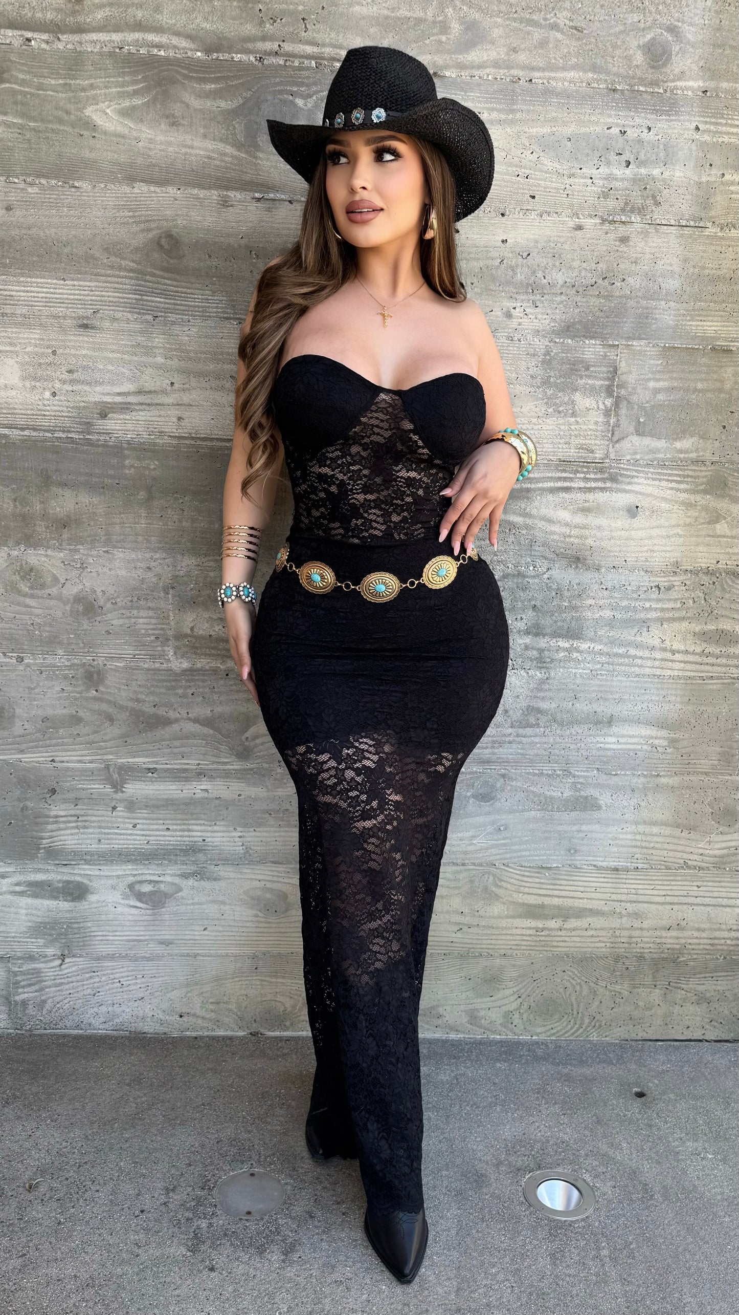 Glamorous Edge Lace Maxi Dress (Black)