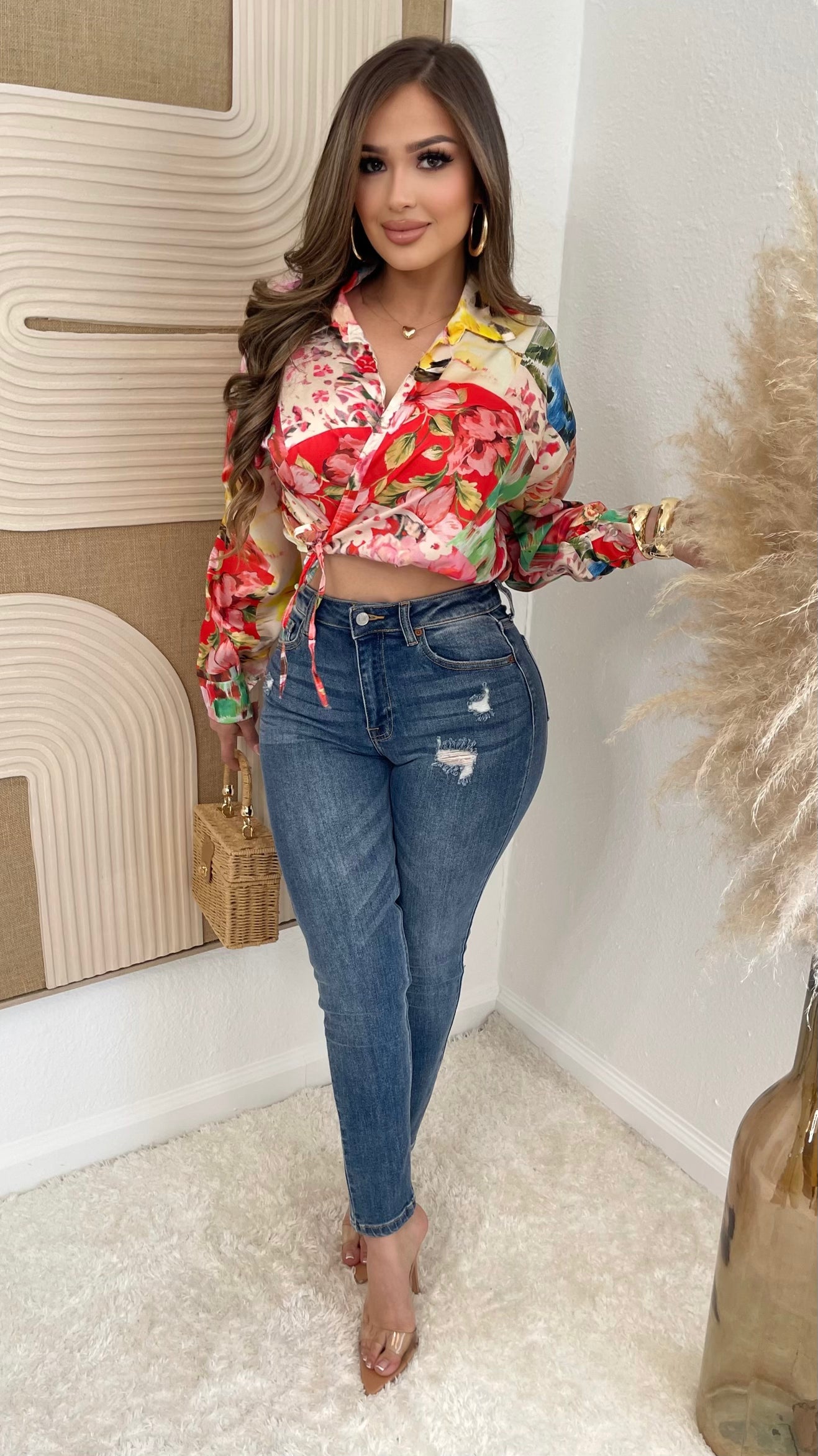 Garden Bloom Tie Front Top