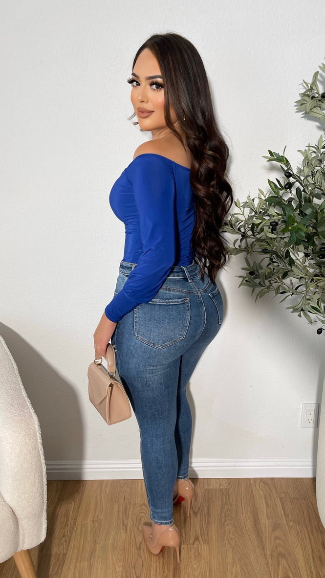 It Takes 2 Off The Shoulder Bodysuit (Royal Blue)