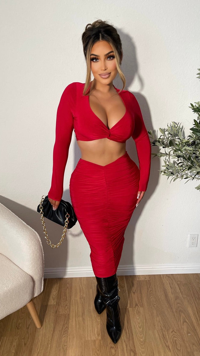 Won't Settle 2PC Skirt Set (Red)