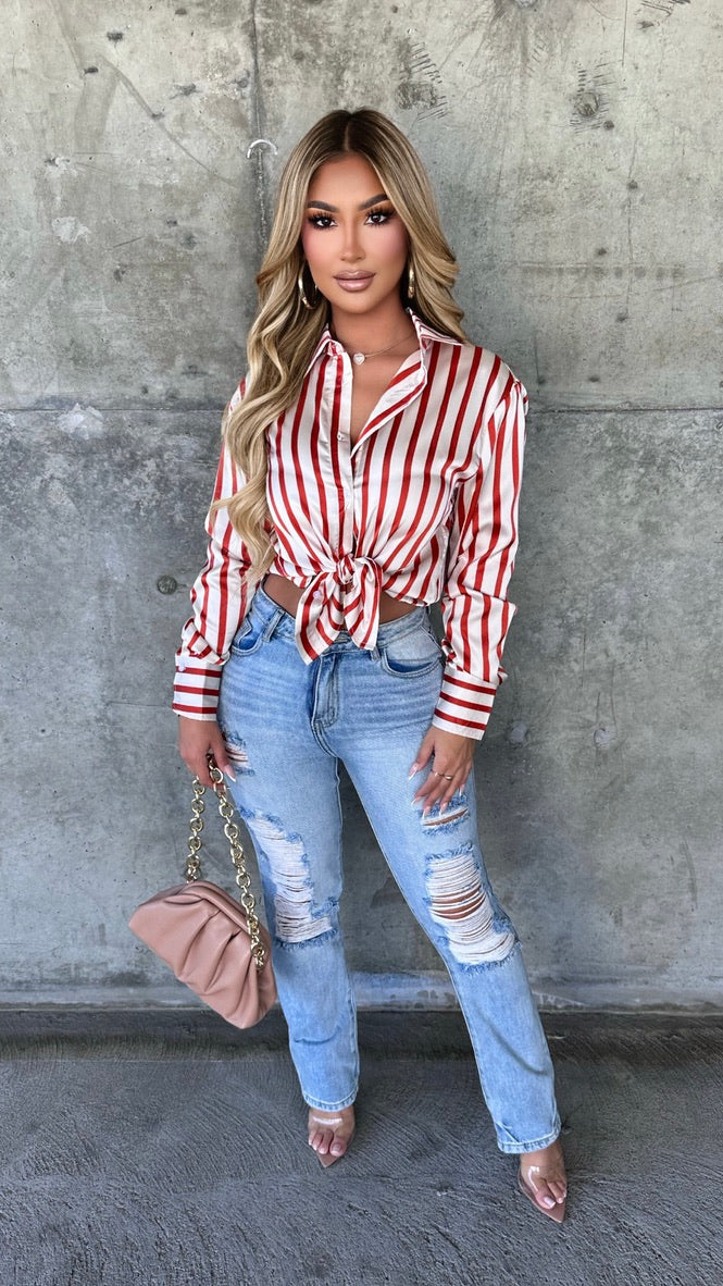 Ready For A Change Top (Ivory/ Rust)