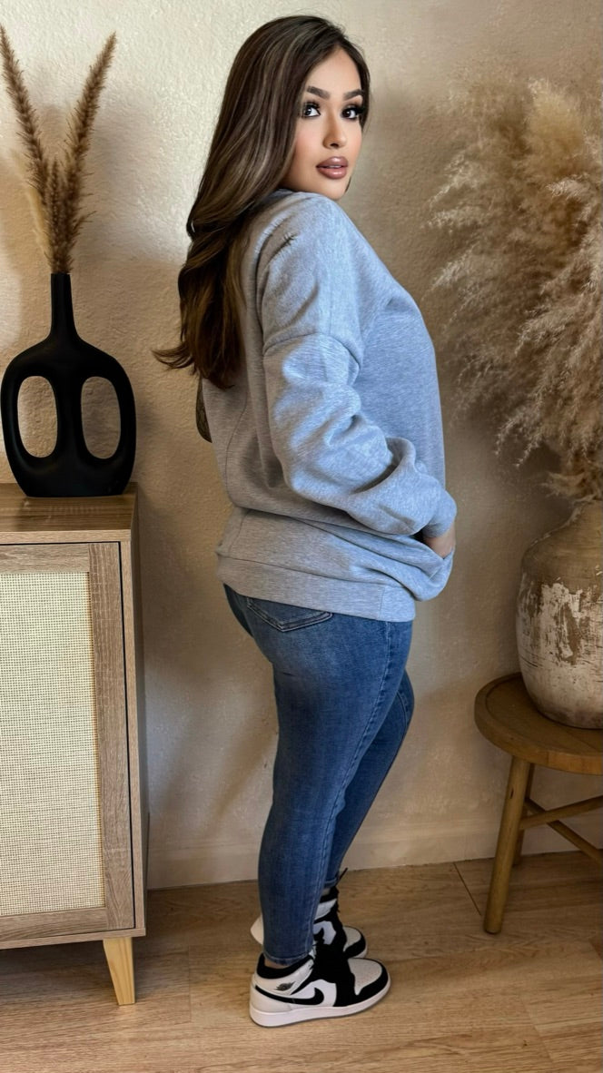 Came To Chill Oversize Sweater Dress (Heather Grey)