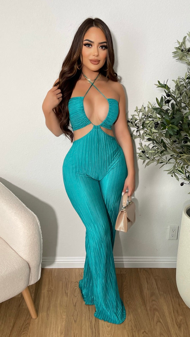 Feeling Fabulous Jumpsuit (Turquoise )