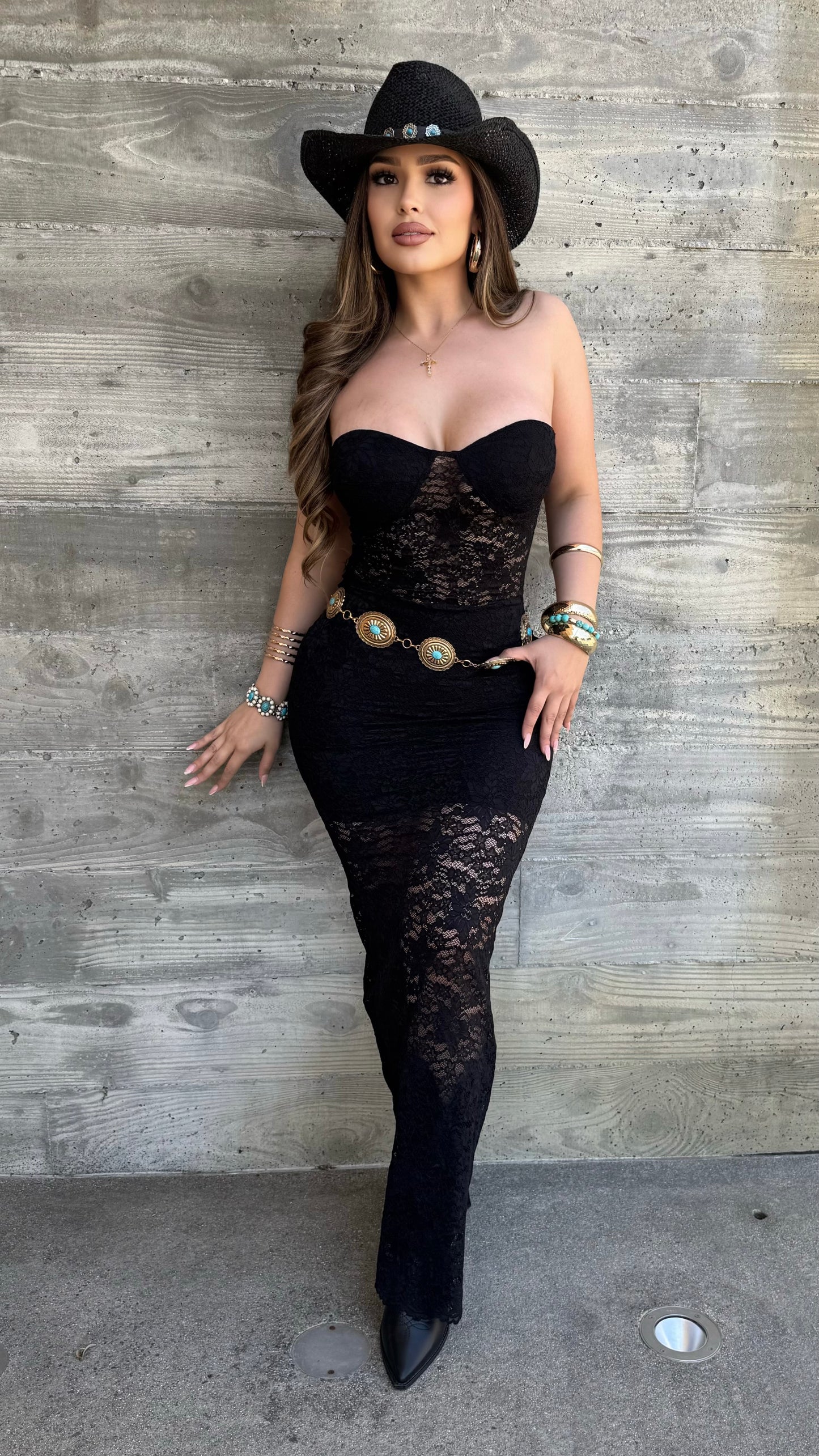 Glamorous Edge Lace Maxi Dress (Black)