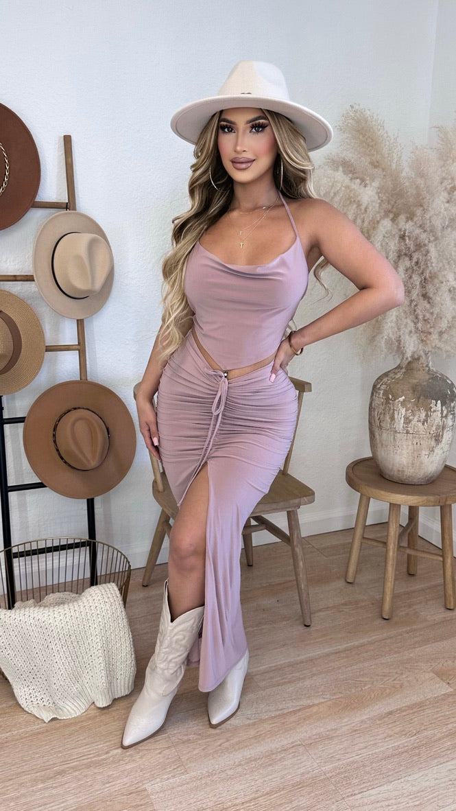 Jaslin 2PC Skirt Set (Taupe)