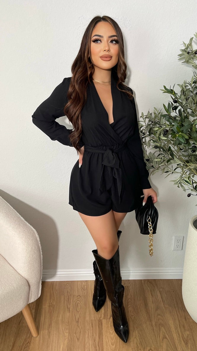 Mesmerized By You Short Romper (Black)