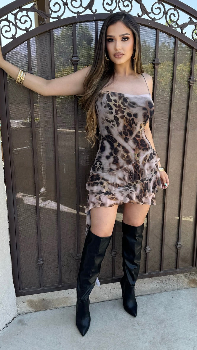 Meant To Impress Midi Dress (Brown/Nude) LARGE Meant To Impress Midi Dress (Brown/Nude) LARGE