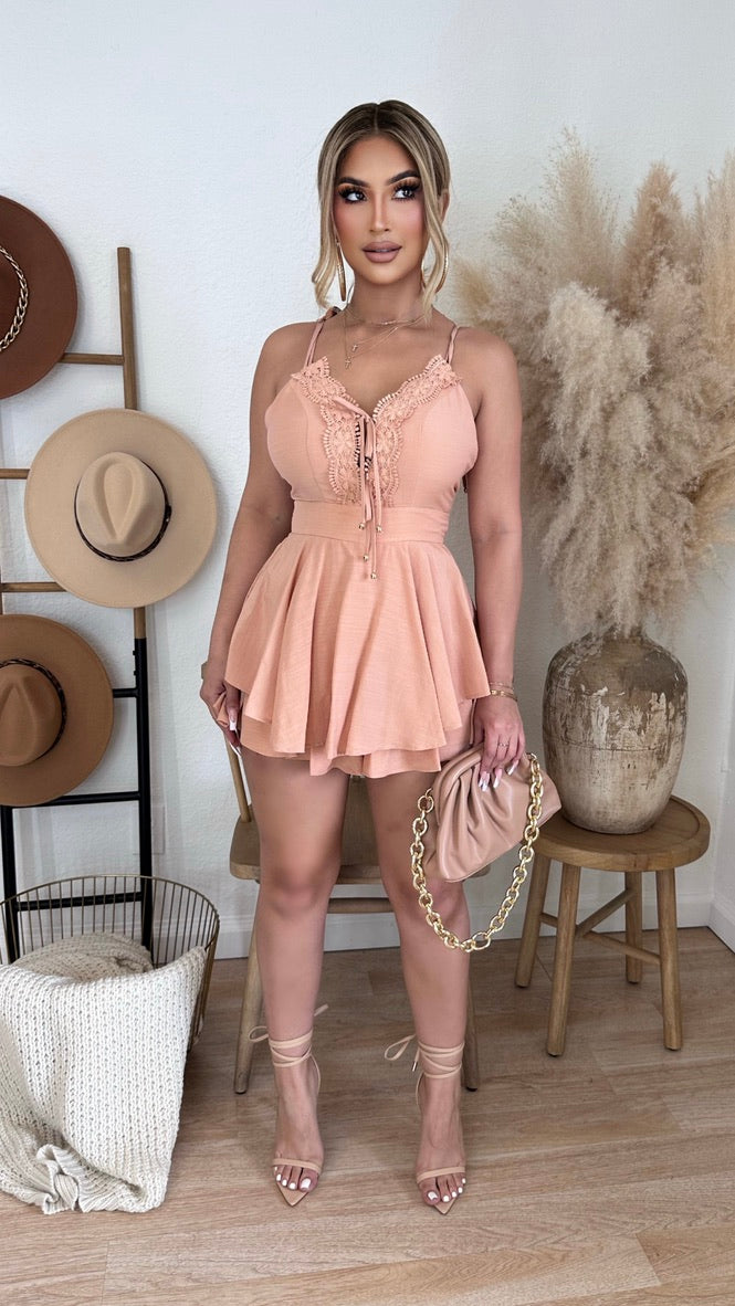 Alezia Short Romper (Dusty Peach)