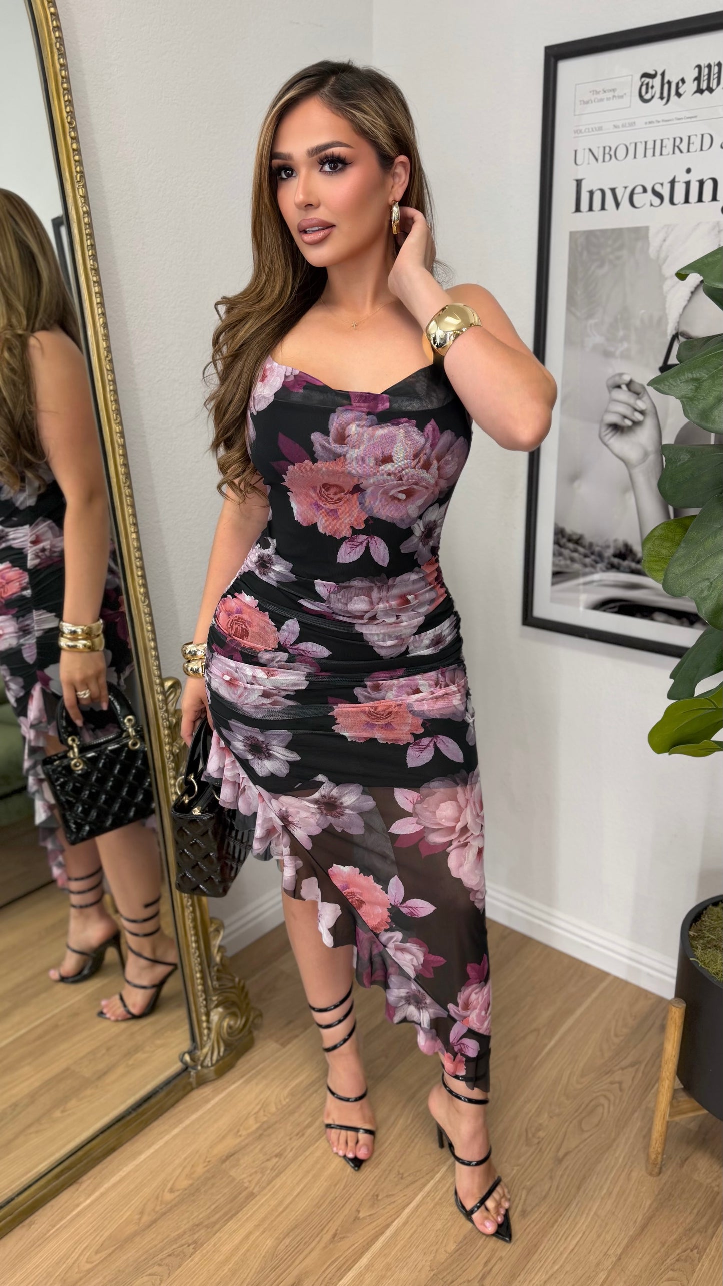 Leaving You Breathless Floral Dress (Purple/ Black)