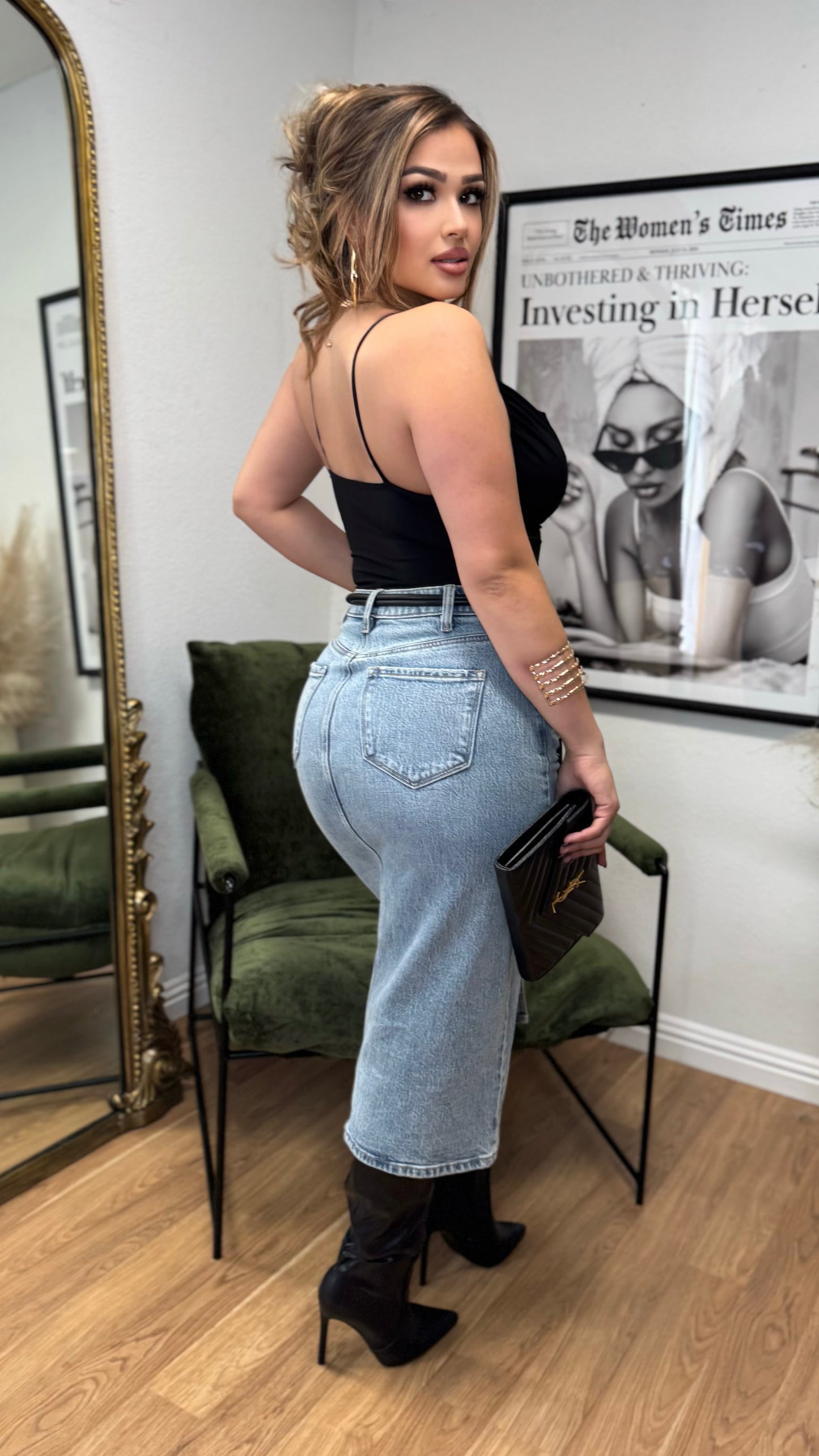 On Point Denim Midi Skirt