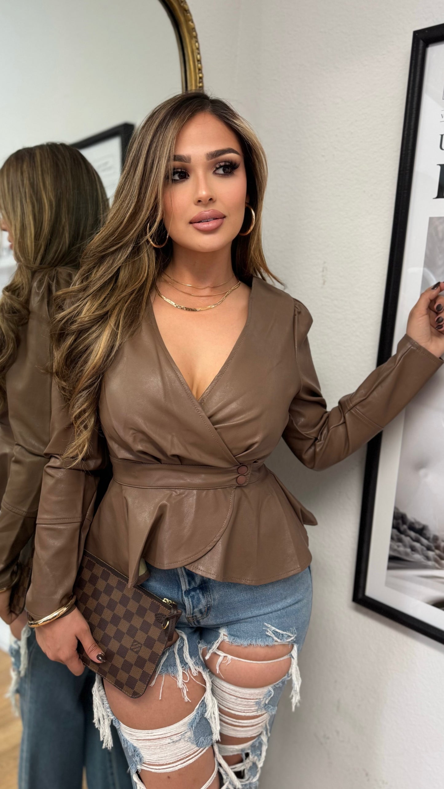 Muse Faux Leather Peplum Jacket