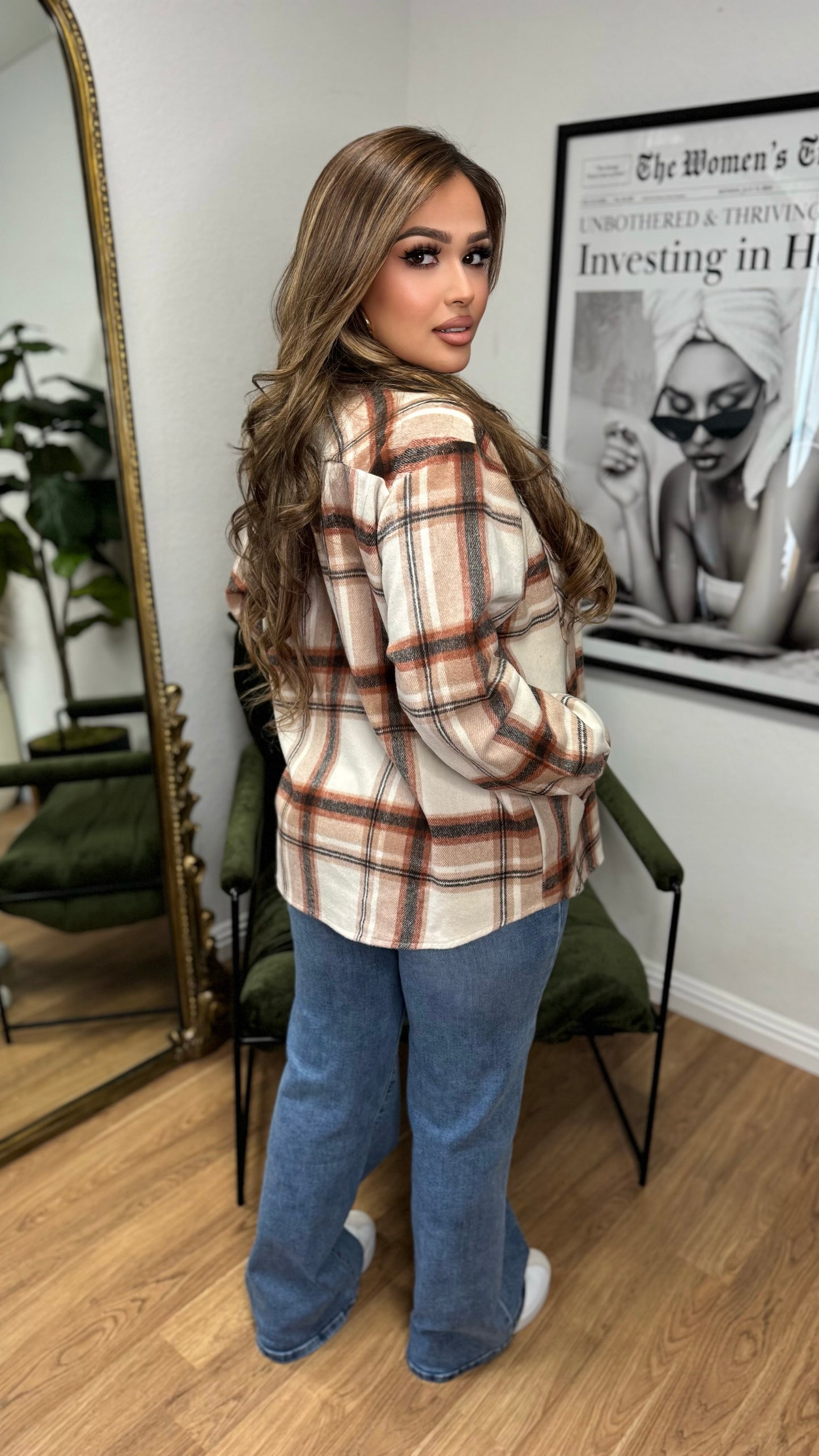 The Everyday Plaid Shacket (Taupe)