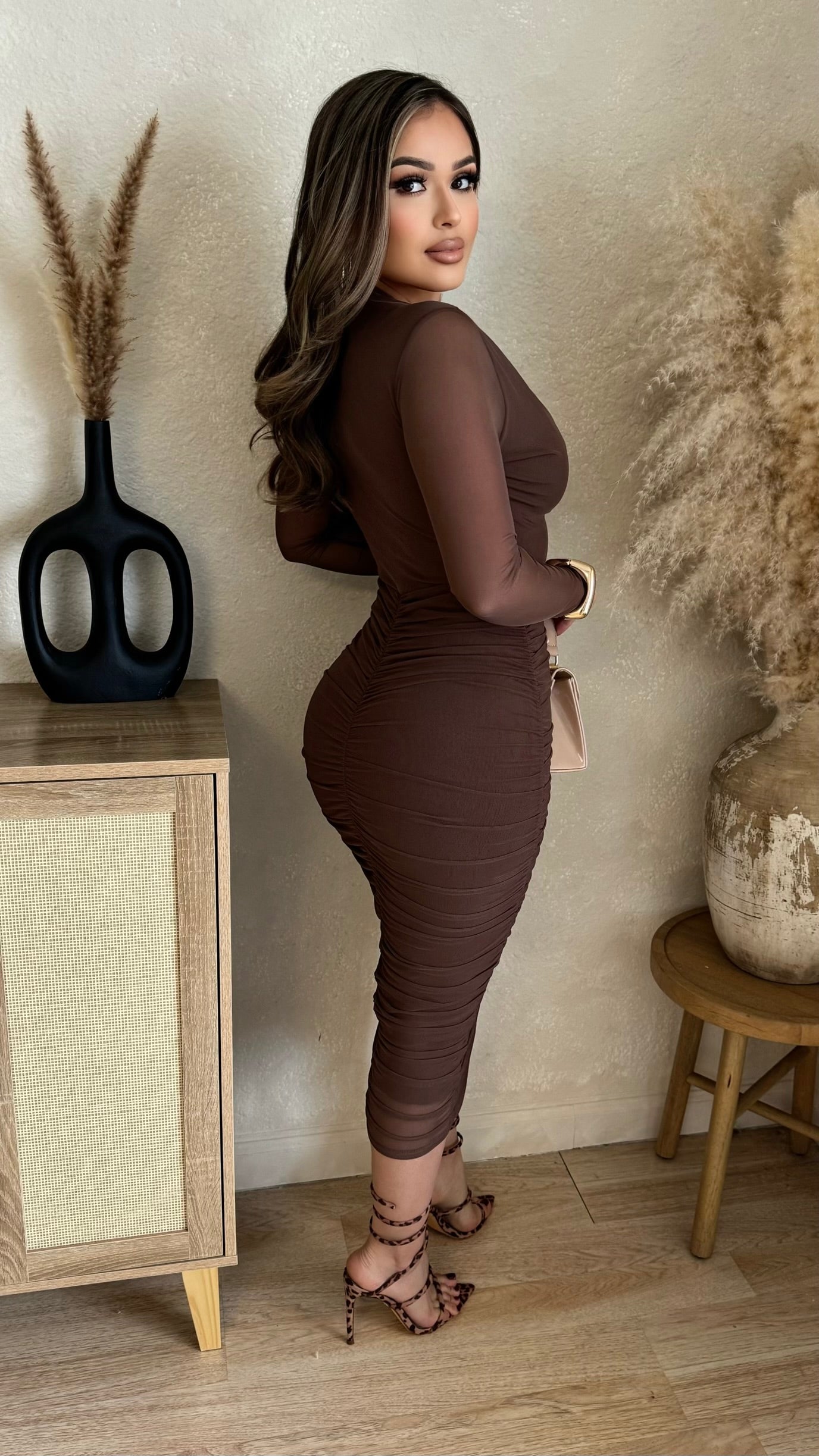 Distinctive Charm Dress (Brown)