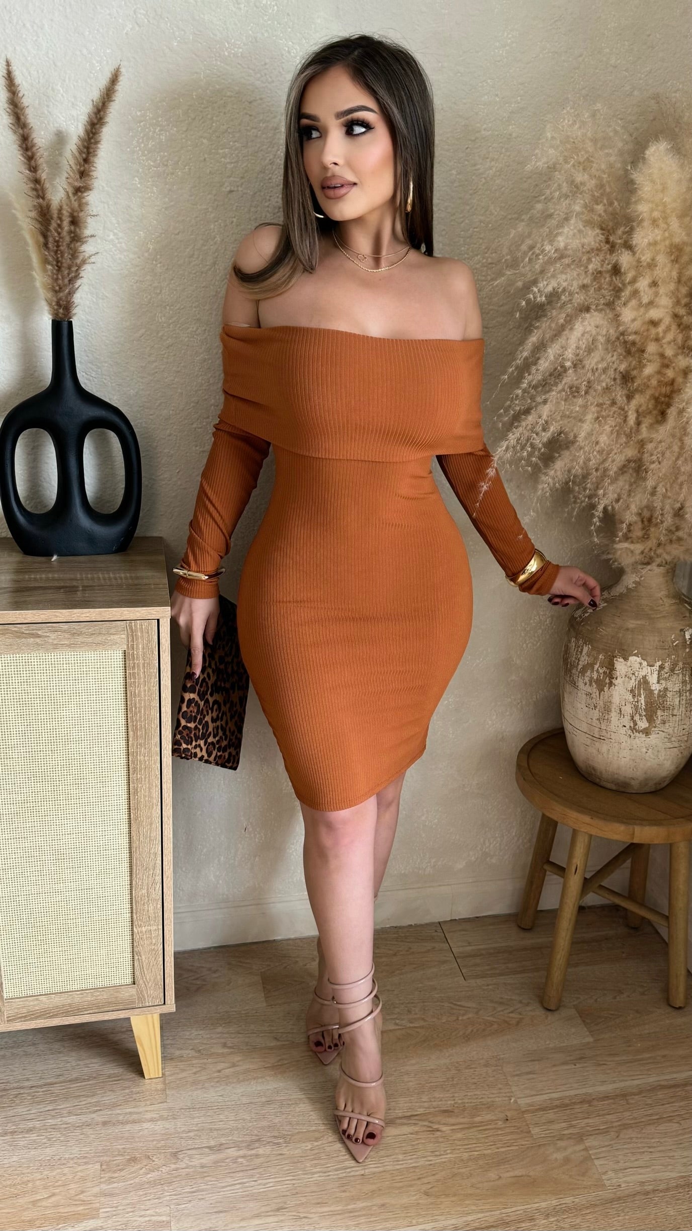 Always A Step Ahead Midi Dress (Camel)