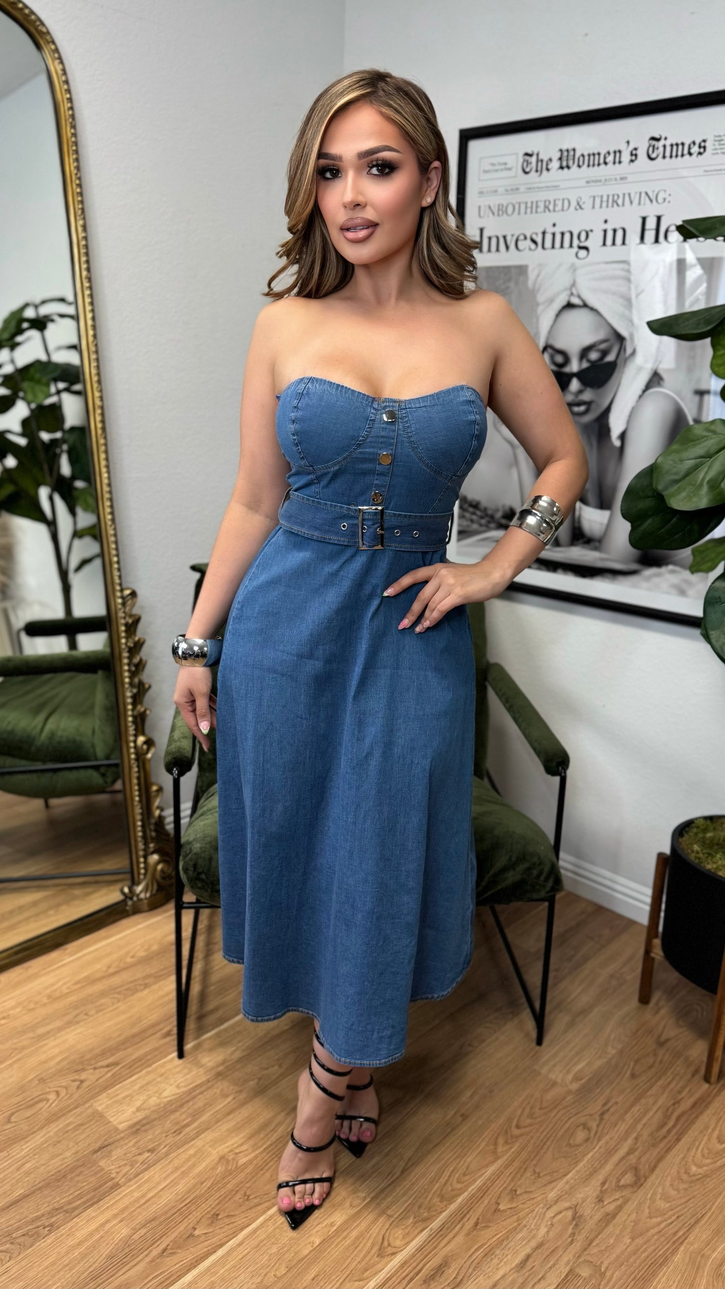 Belted Bliss Denim Dress