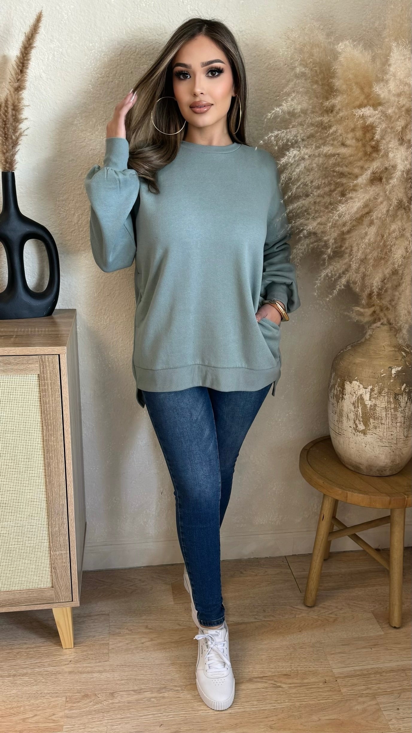 Out All Day Oversize Sweater (Teal)
