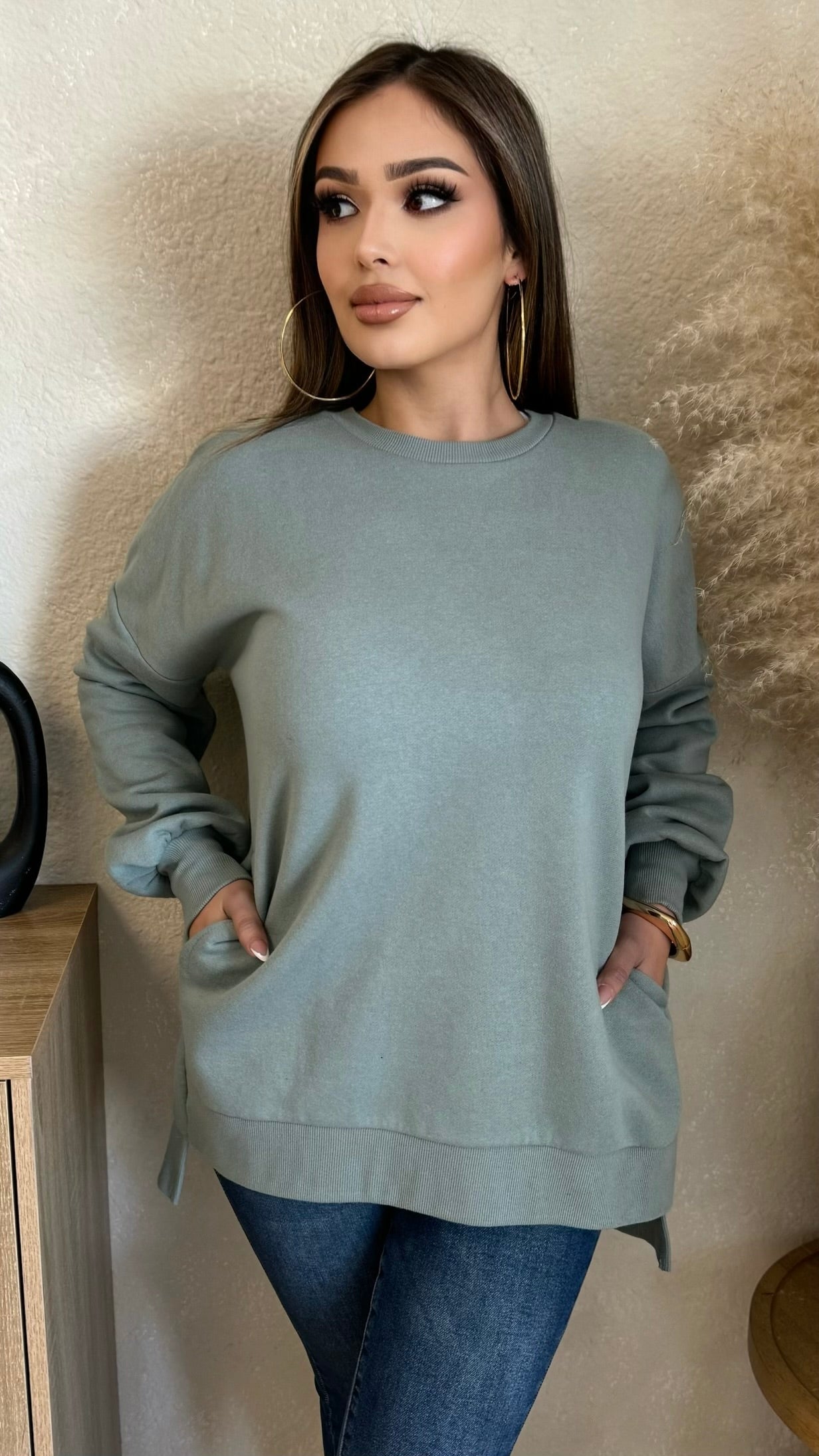 Out All Day Oversize Sweater (Teal)