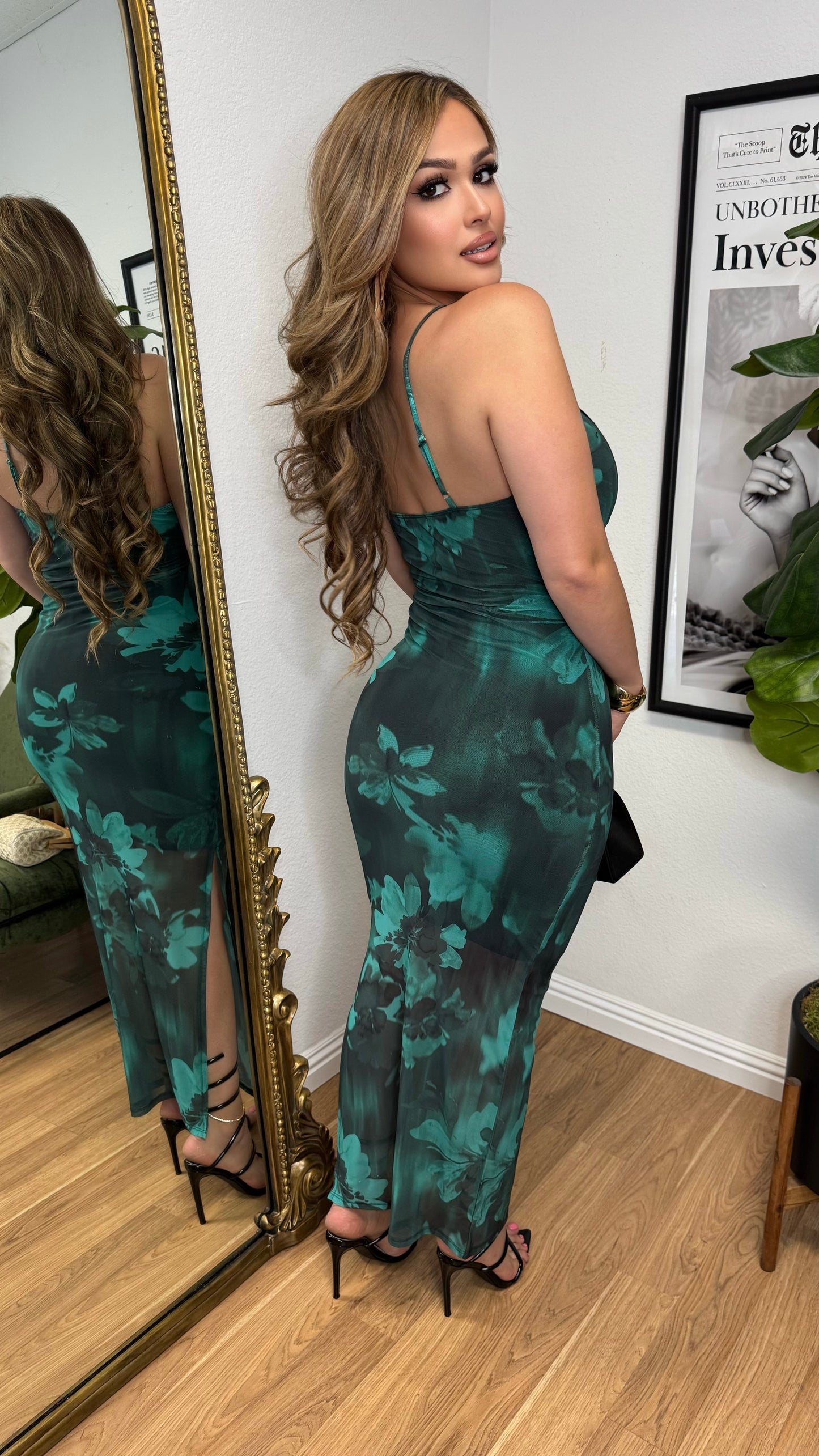 Envy Me Mesh Midi Dress (Green)
