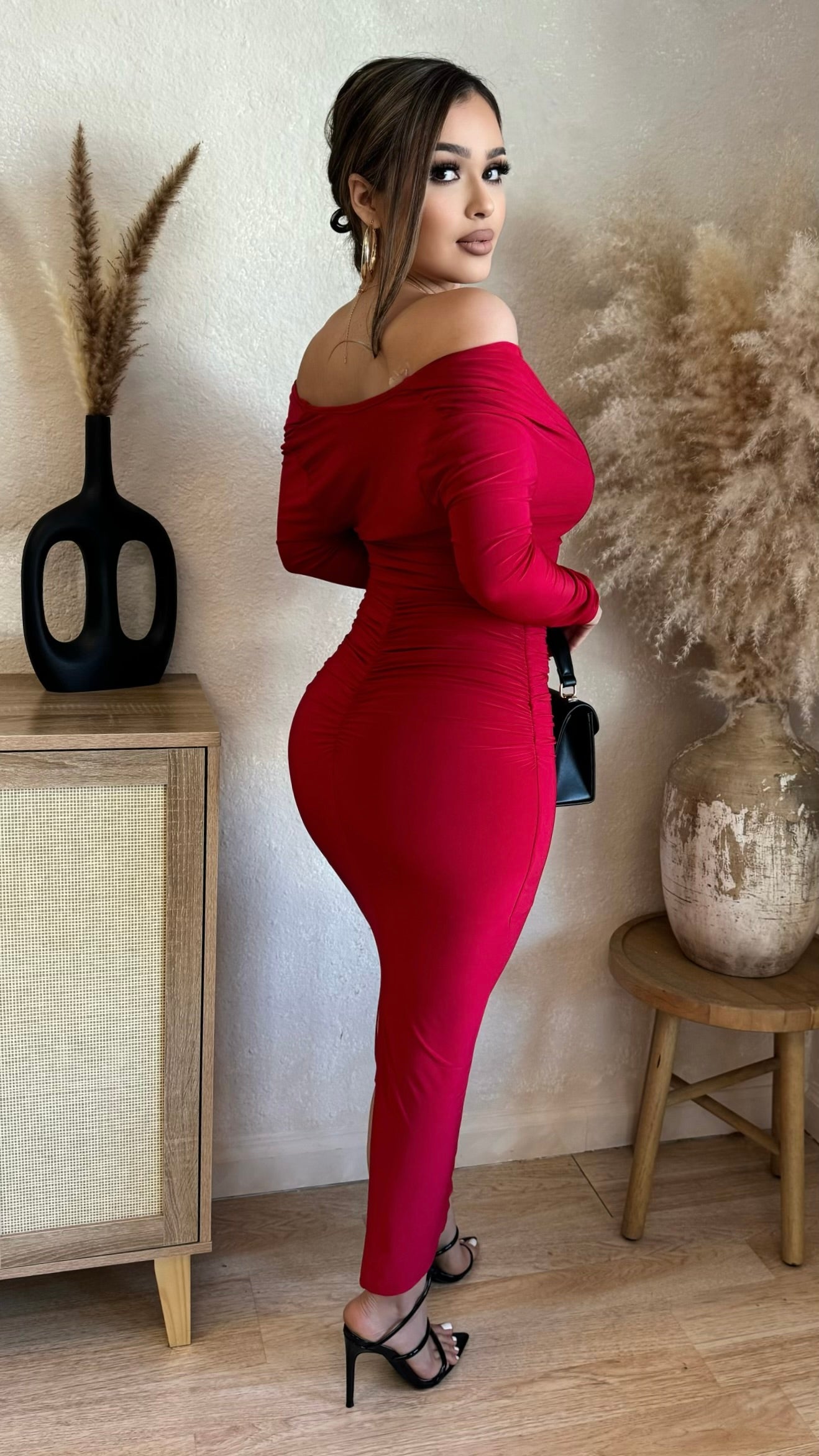 Ruby Long Fitted Dress (Red)