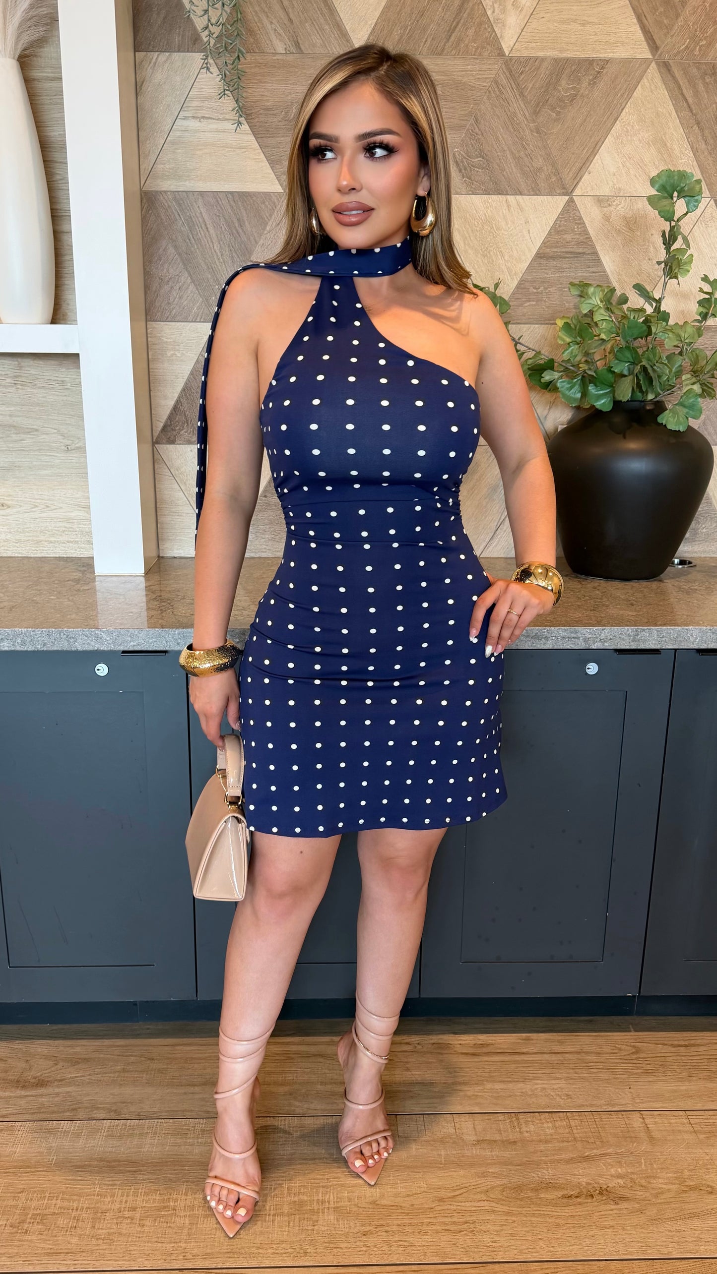 Chic in Dots Dress (Navy)