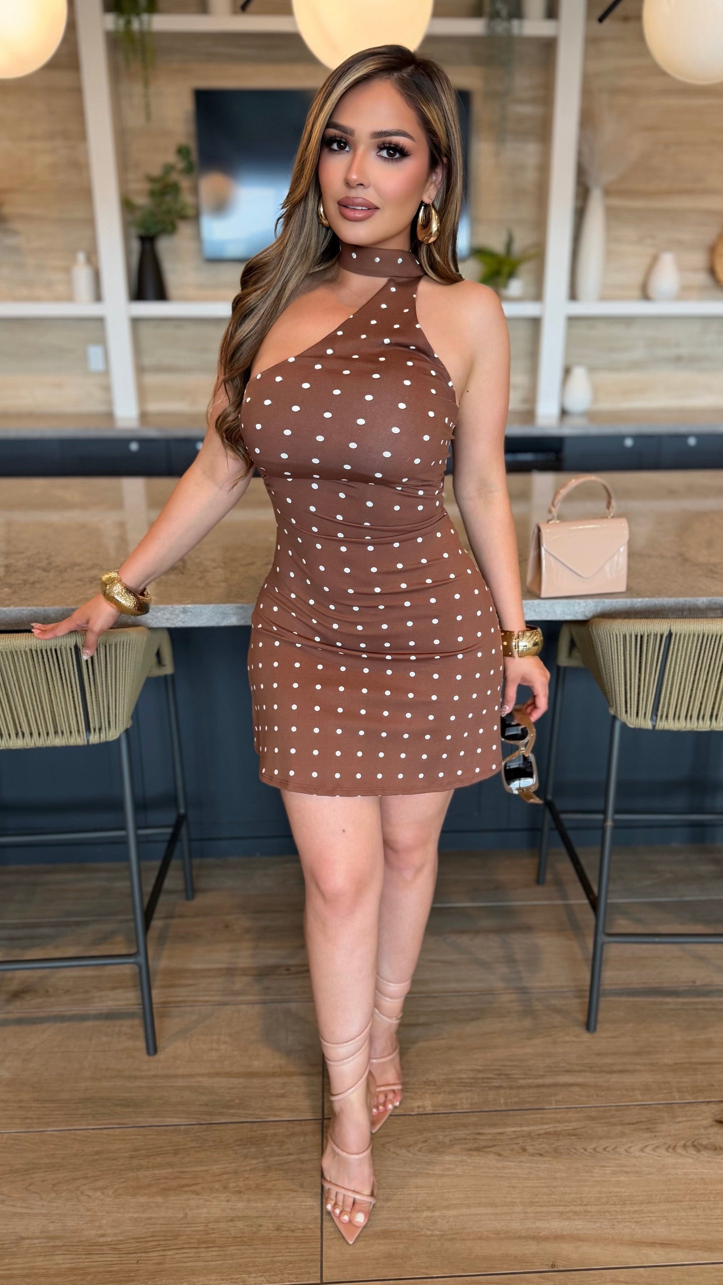 Chic in Dots Dress (Brown)